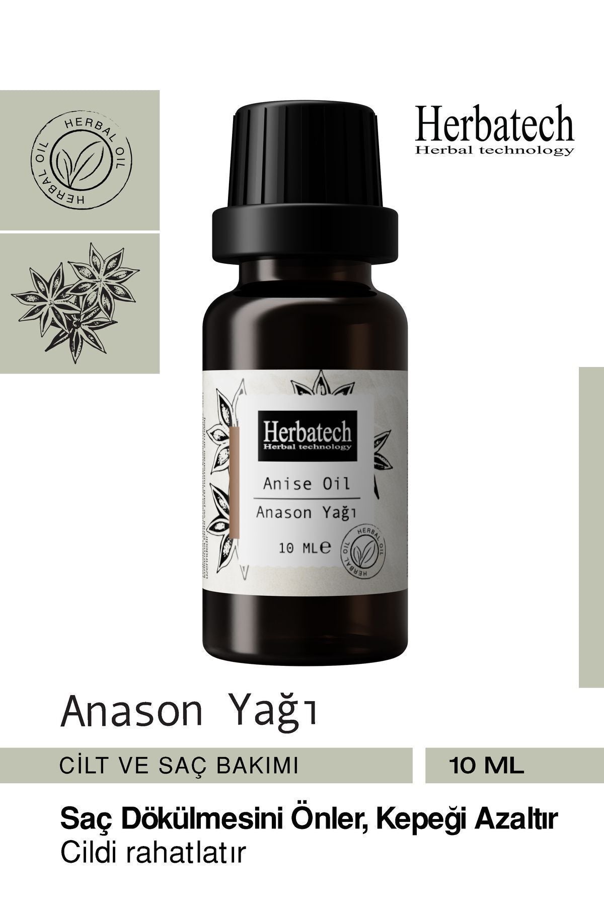 Doğal Anason Yağı - Saç Kökü Besleyici, Dökülme Karşıtı Ve Sakinleştirici Uçucu Yağ 10 ml