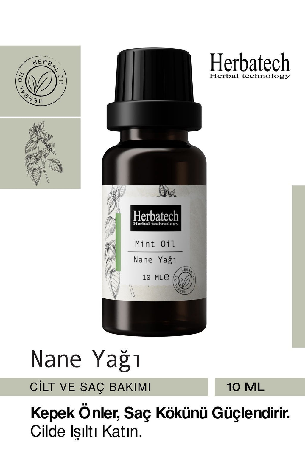 Doğal Nane Yağı - Saç Derisi Canlandırıcı, Ferahlatıcı Aromaterapik Bakım Yağı 10 ml