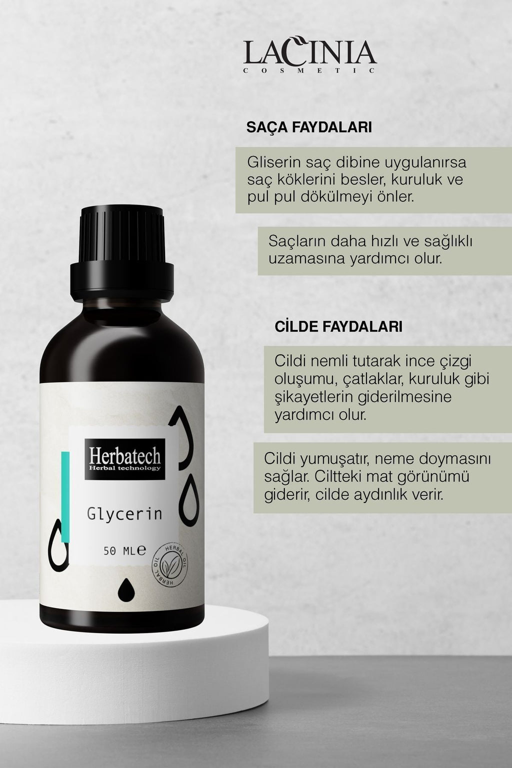 Saf Gliserin Yağı - Yoğun Nemlendirici Kuru Saç Ve Cilt Bakım Yağı 50 ml