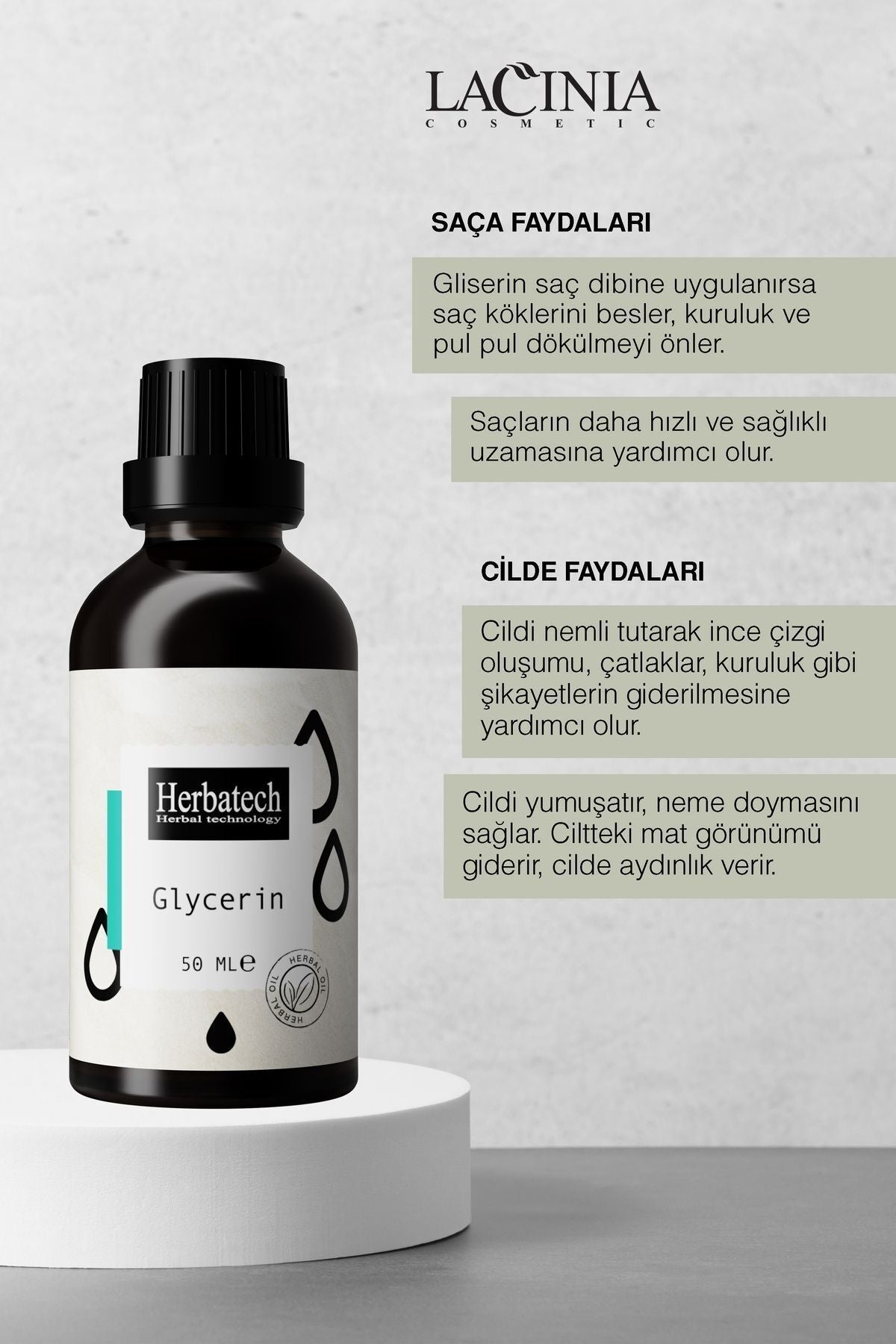 Saf Gliserin Yağı - Yoğun Nemlendirici Kuru Saç Ve Cilt Bakım Yağı 50 ml