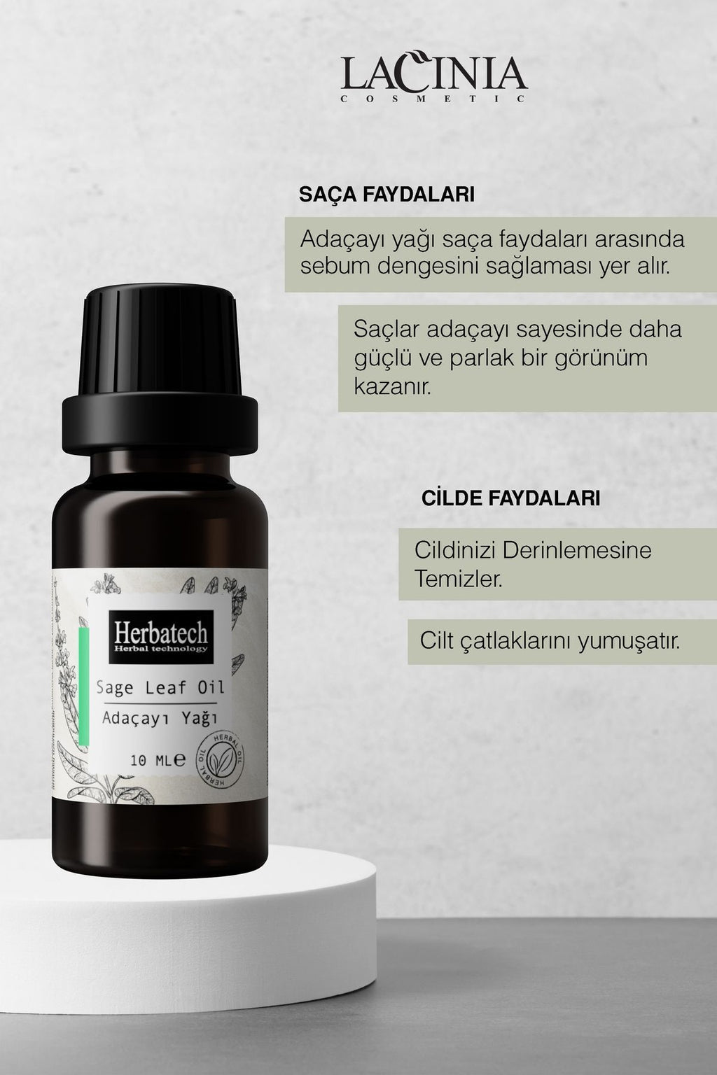 Doğal Adaçayı (Acı Elma) Yağı - , Arındırıcı Ve Cilt Dengeleyici Uçucu Yağ 10 ml