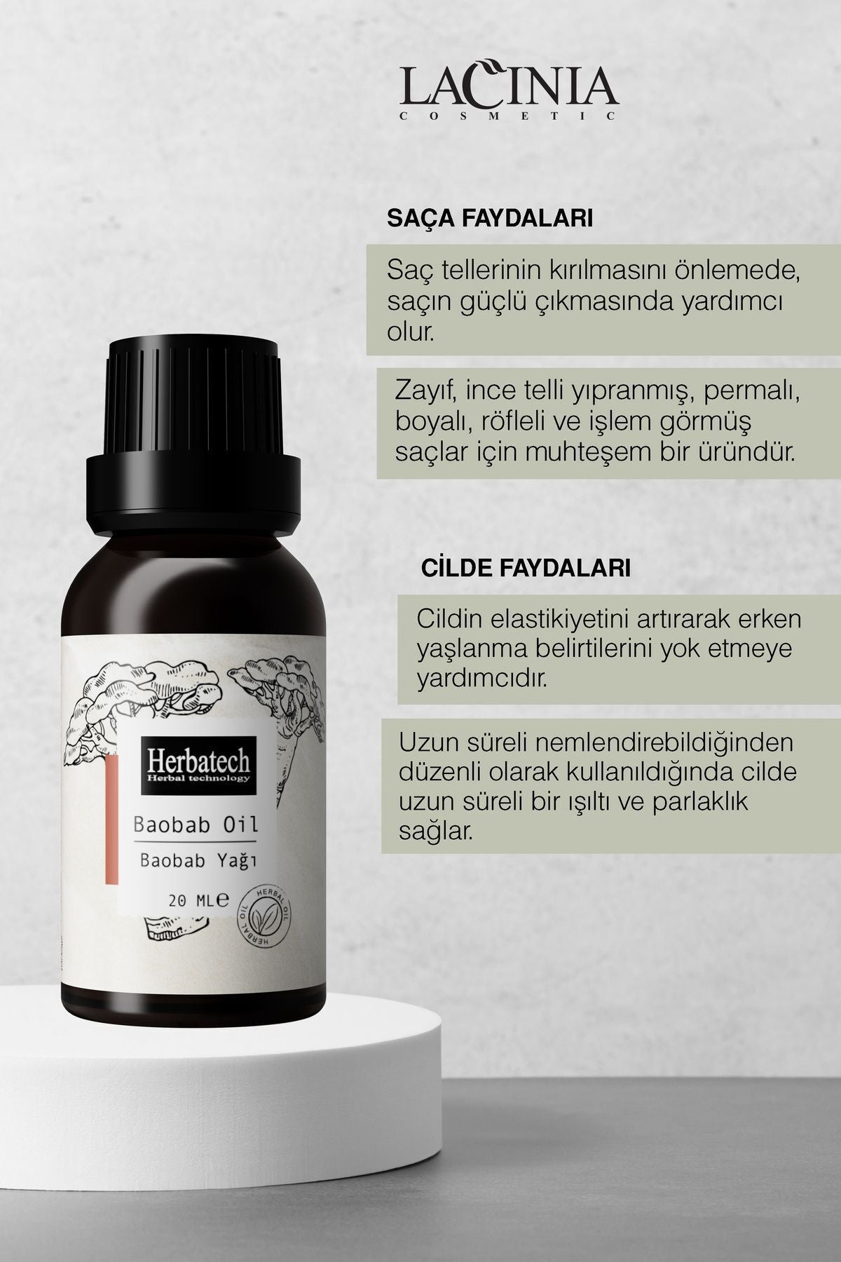 Doğal Baobab Yağı - Saç Cilt İçin Yoğun Onarıcı ve Nemlendirici Bakım Yağı 20 ml