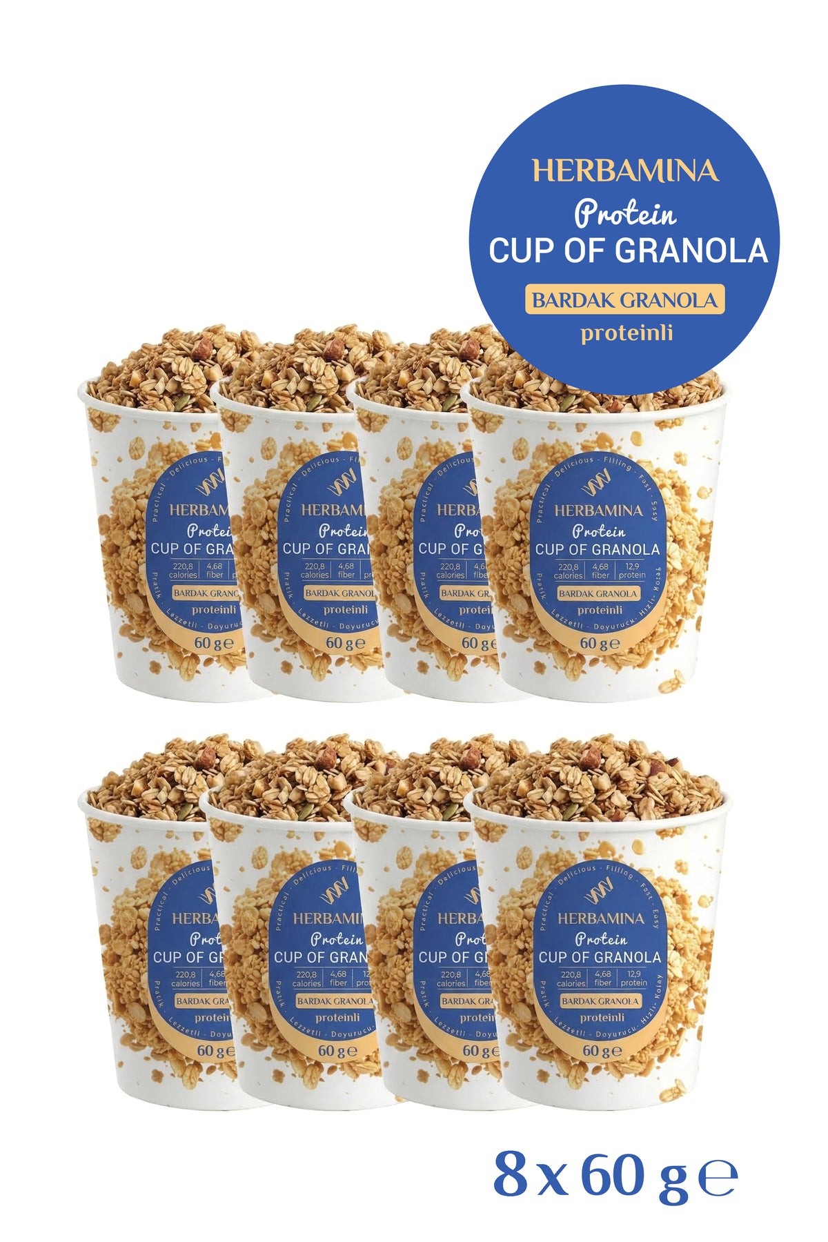 8'li Bardak Granola Proteinli