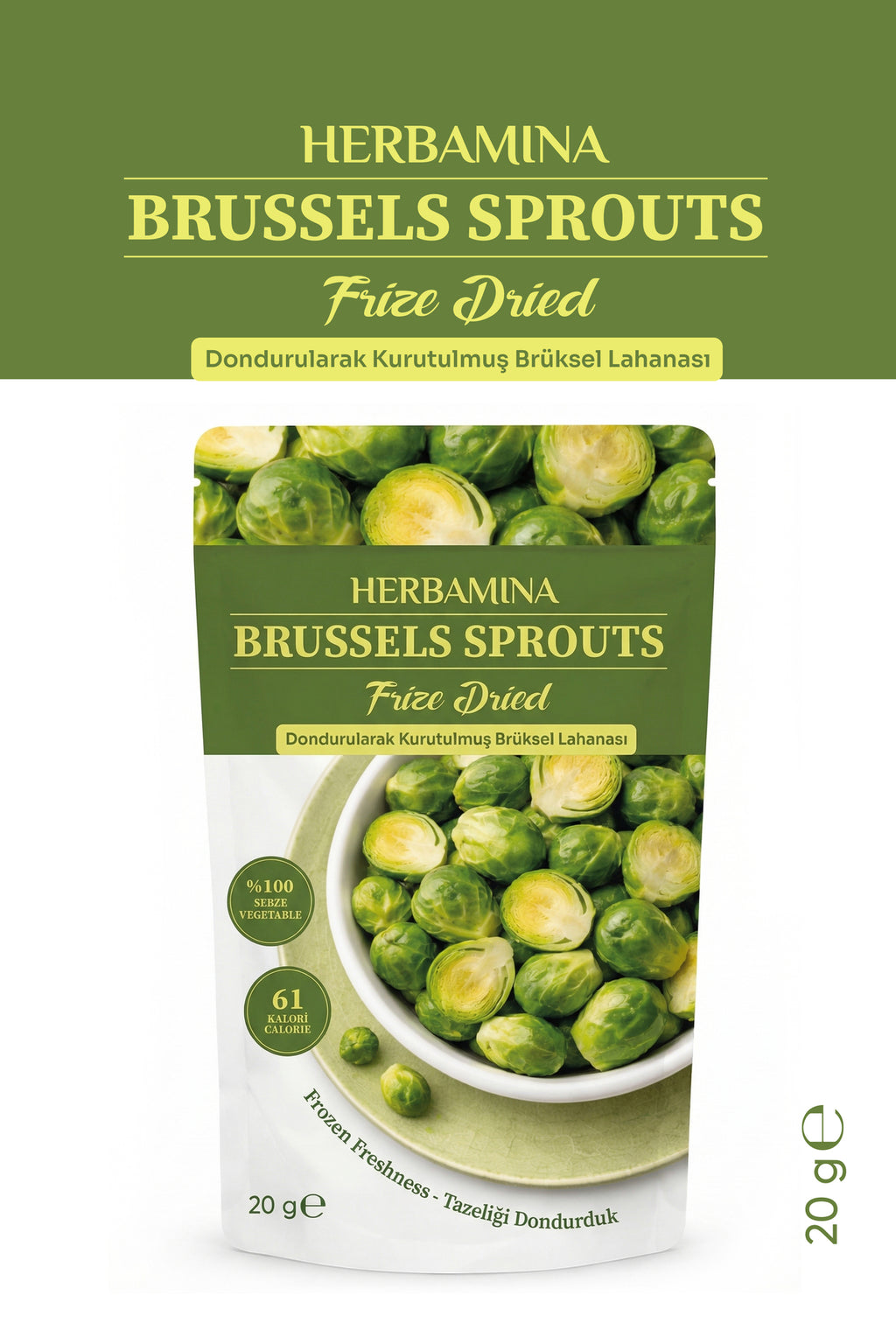 Dondurularak Kurutulmuş Brüksel Lahanası - 20 gr