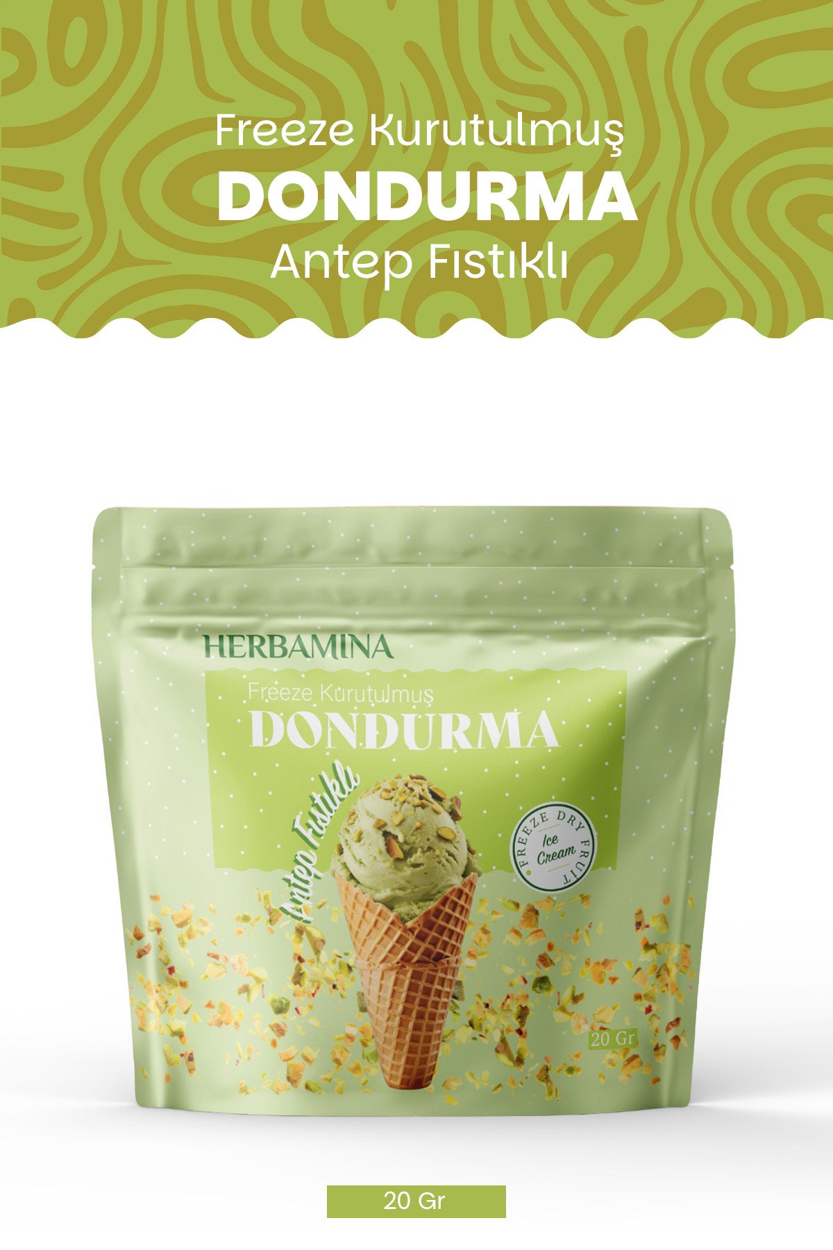 Dondurularak Kurutulmuş Antep Fıstıklı Dondurma - 20 gr