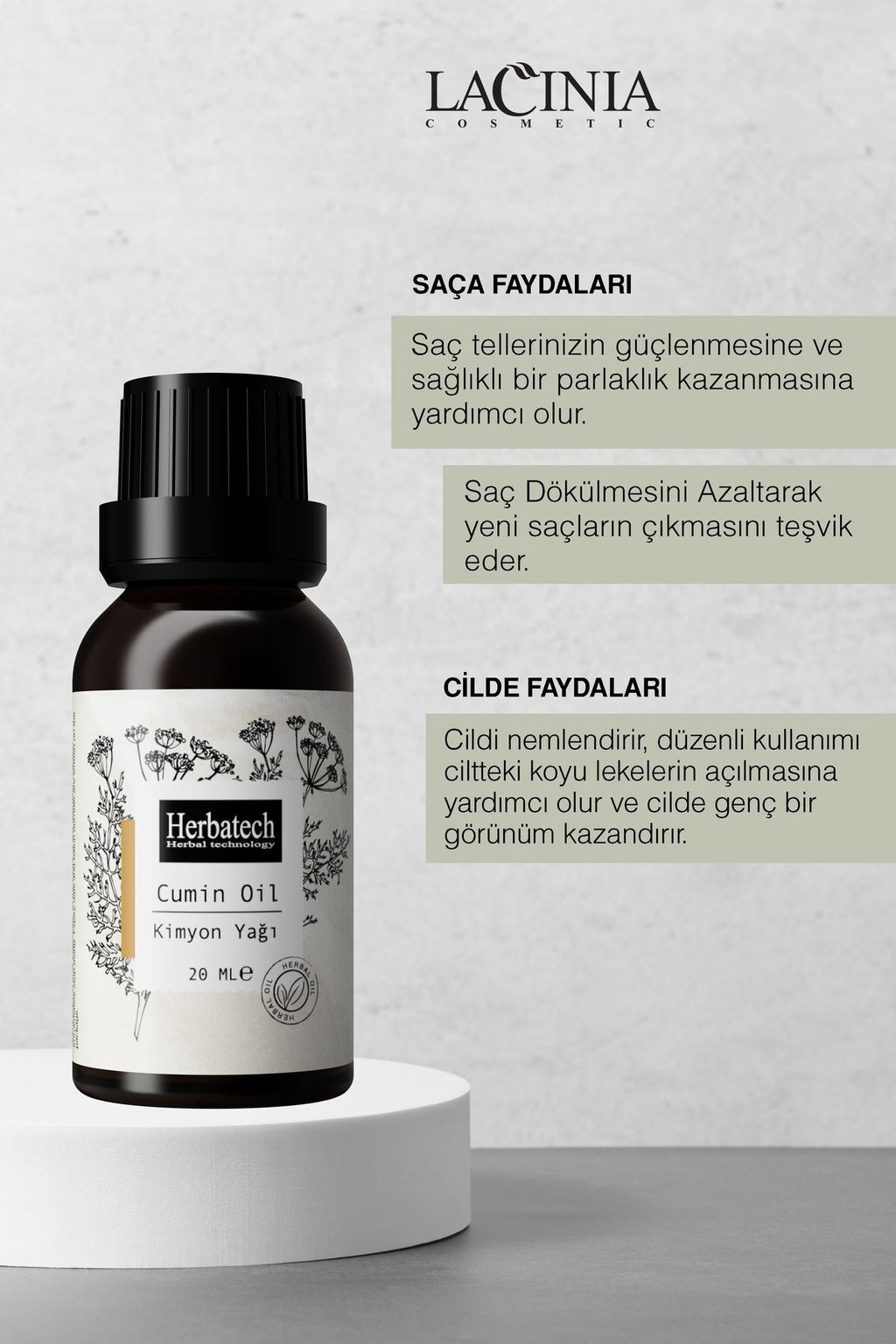 Doğal Kimyon Yağı - Rahatlatıcı Vücut Masajı Ve Arındırıcı Cilt Bakım Yağı 20 ml (Cumin Oil)
