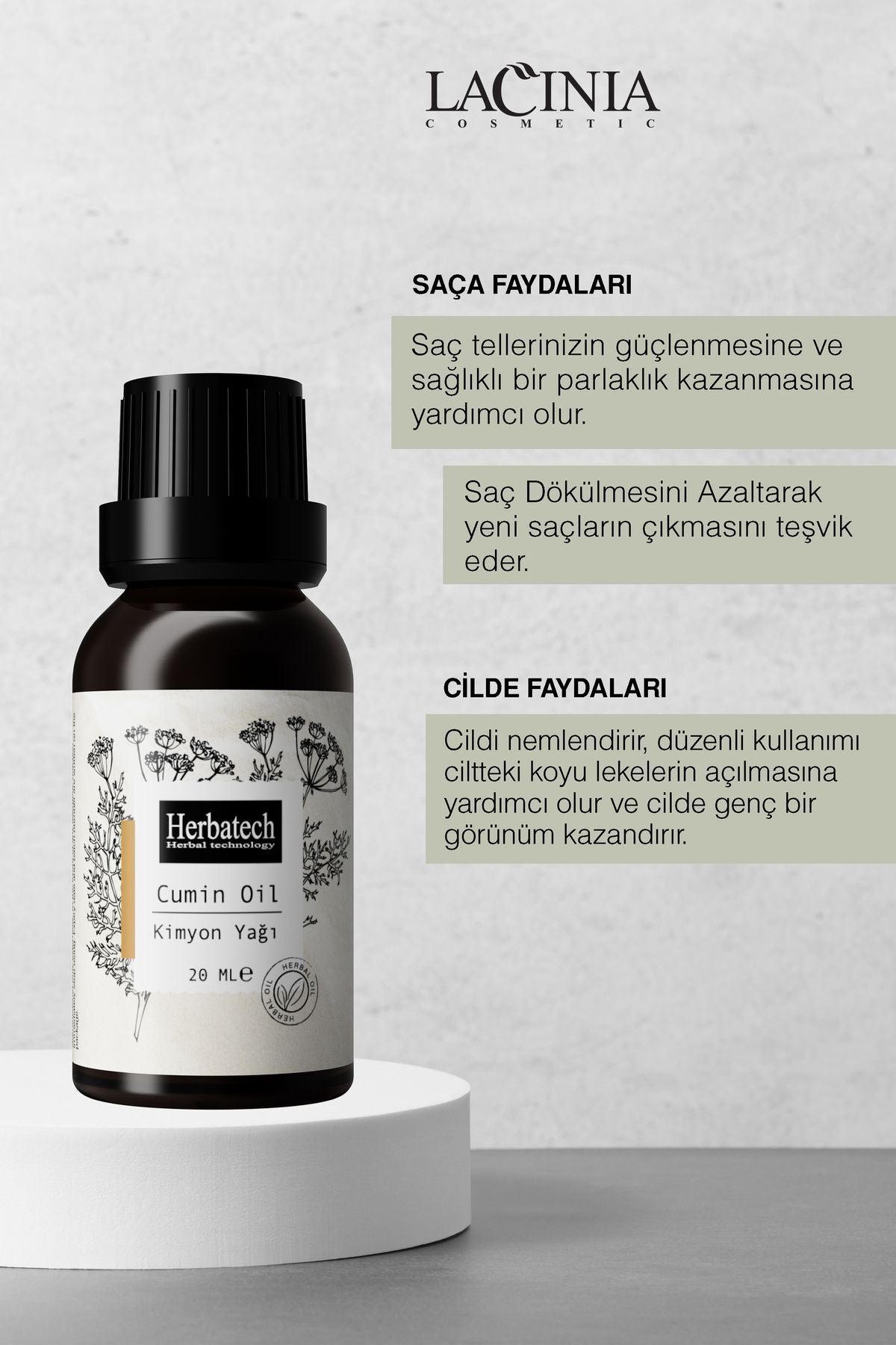 Doğal Kimyon Yağı - Rahatlatıcı Vücut Masajı Ve Arındırıcı Cilt Bakım Yağı 20 ml (Cumin Oil)