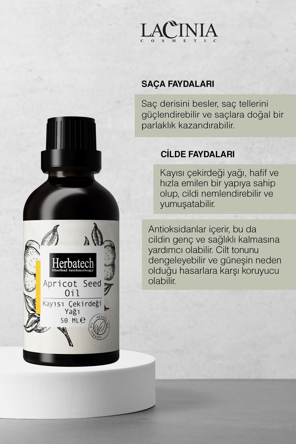 Doğal Kayısı Çekirdeği Yağı - Aydınlatıcı Göz Çevresi Ve Kırışıklık Karşıtı Bakım Yağı 50 ml