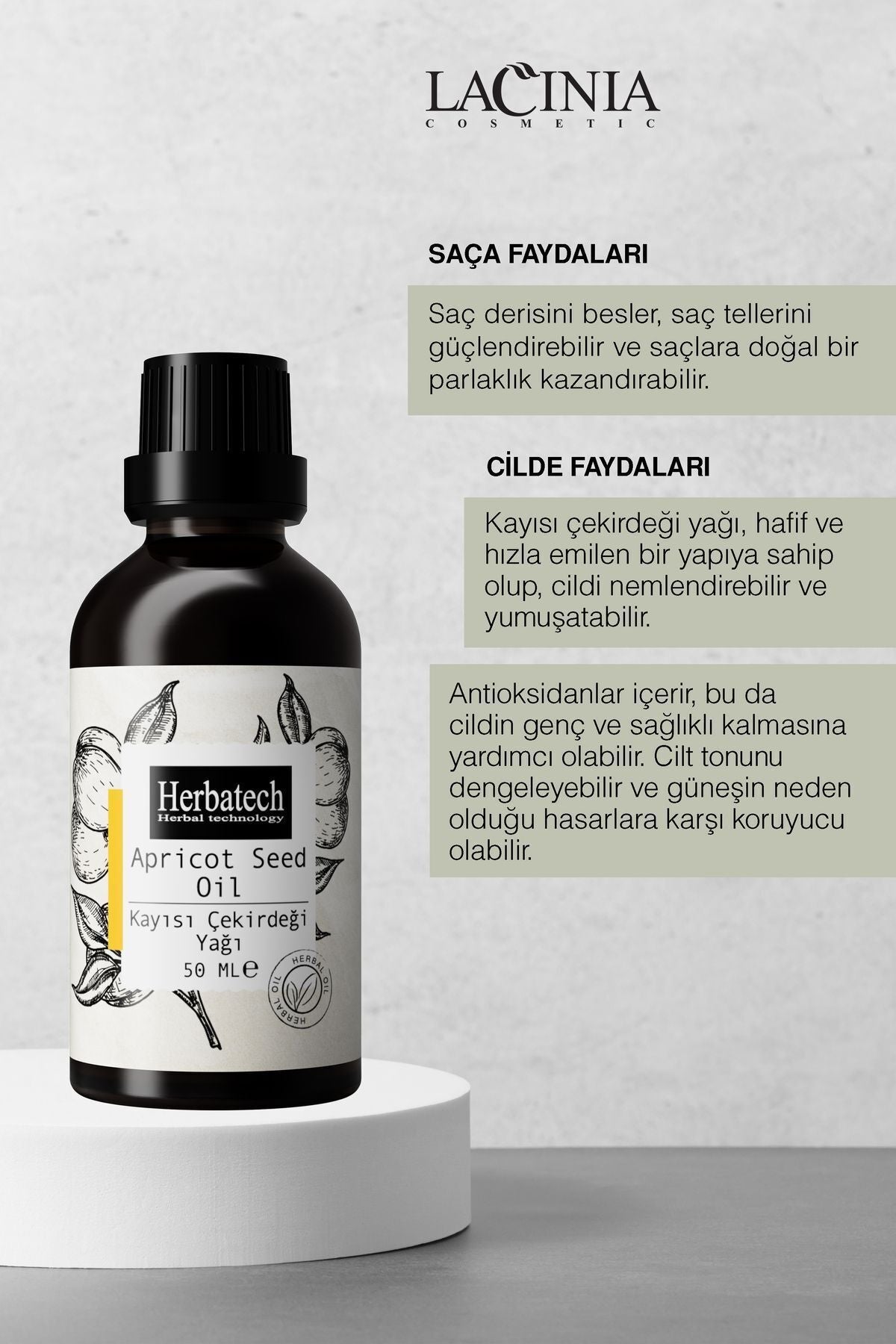 Doğal Kayısı Çekirdeği Yağı - Aydınlatıcı Göz Çevresi Ve Kırışıklık Karşıtı Bakım Yağı 50 ml