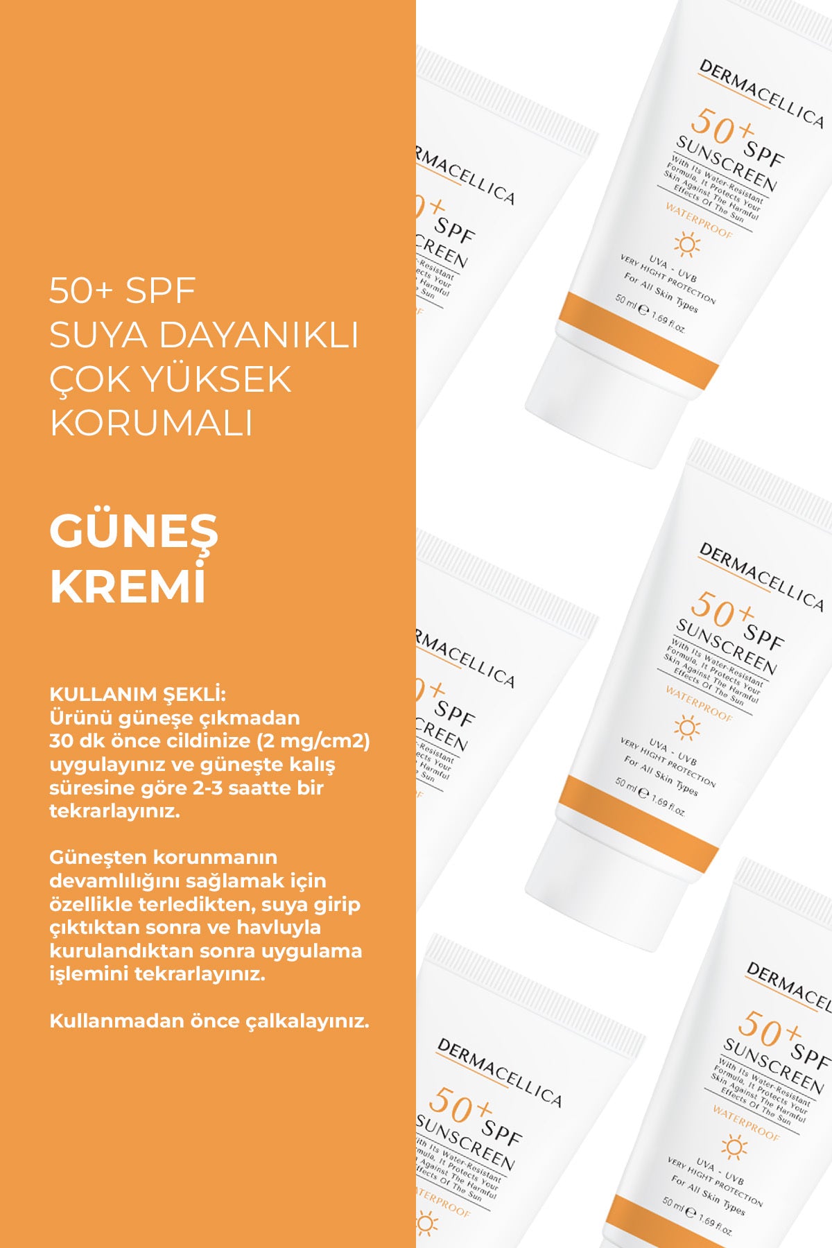 50+ Spf Suya Dayanıklı Çok Yüksek Korumalı Güneş Kremi 50 ml