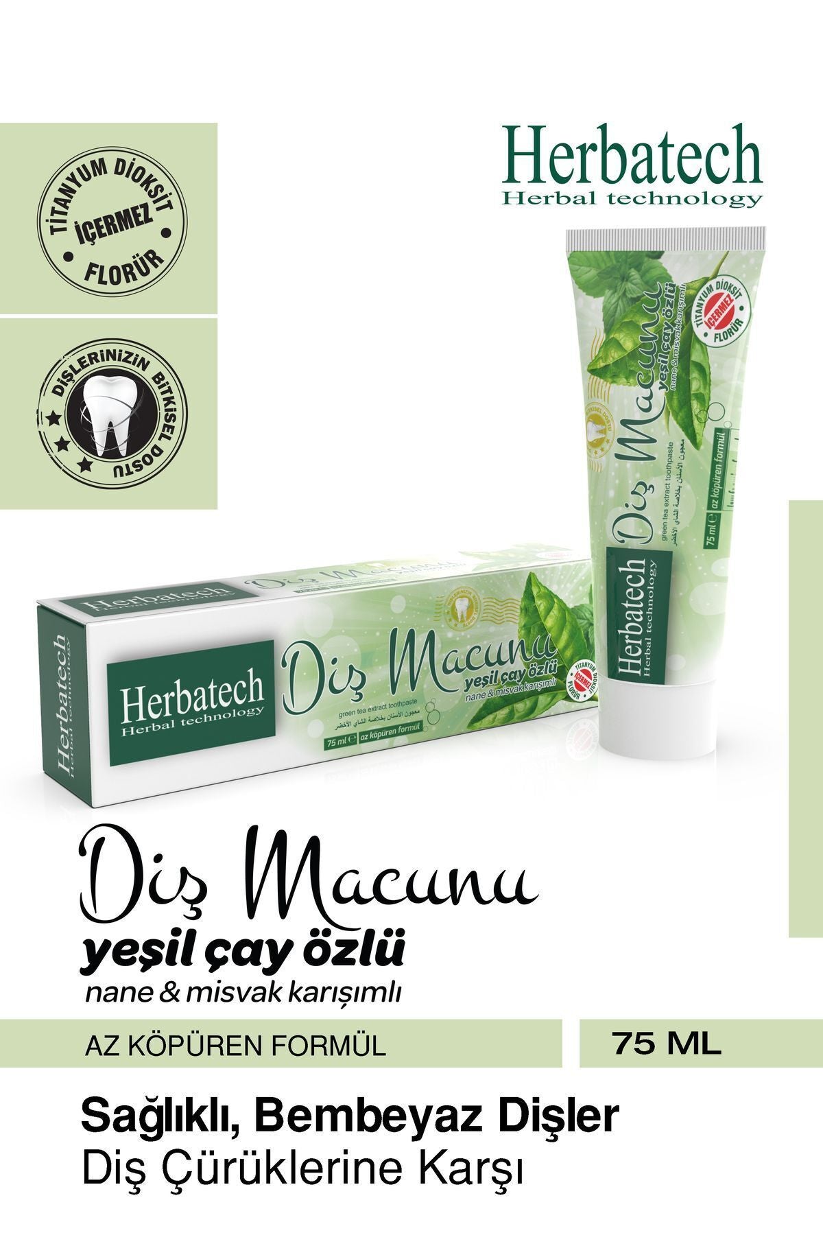 Yeşil Çay Özlü Diş Macunu - Nefes Ferahlatıcı Ve Diş Eti Bakımı 75 ml