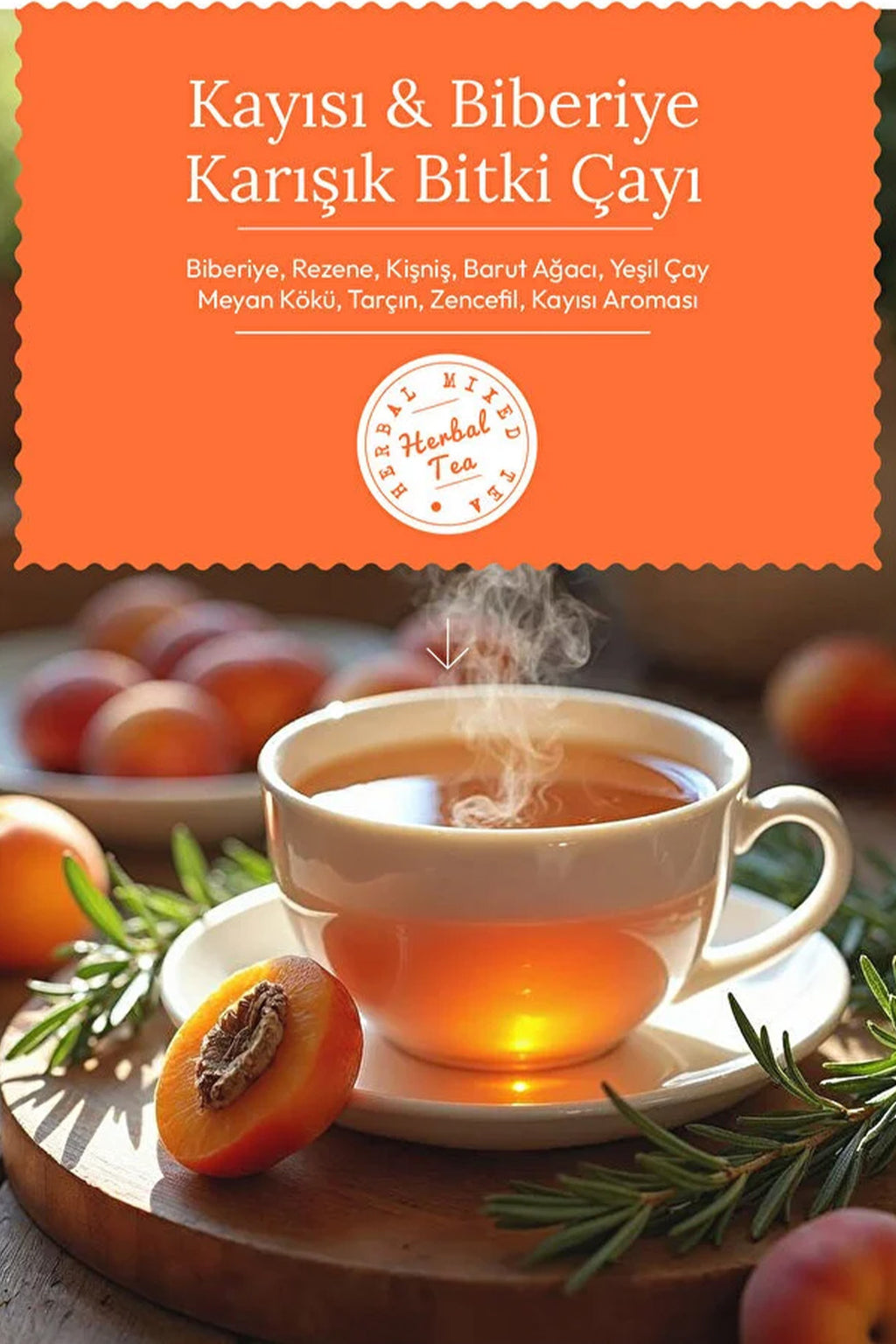Kayısı & Biberiye Karışık Bitki Çayı (APRİCOT & ROSEMARY TEA) 1,5grx45 Saşet