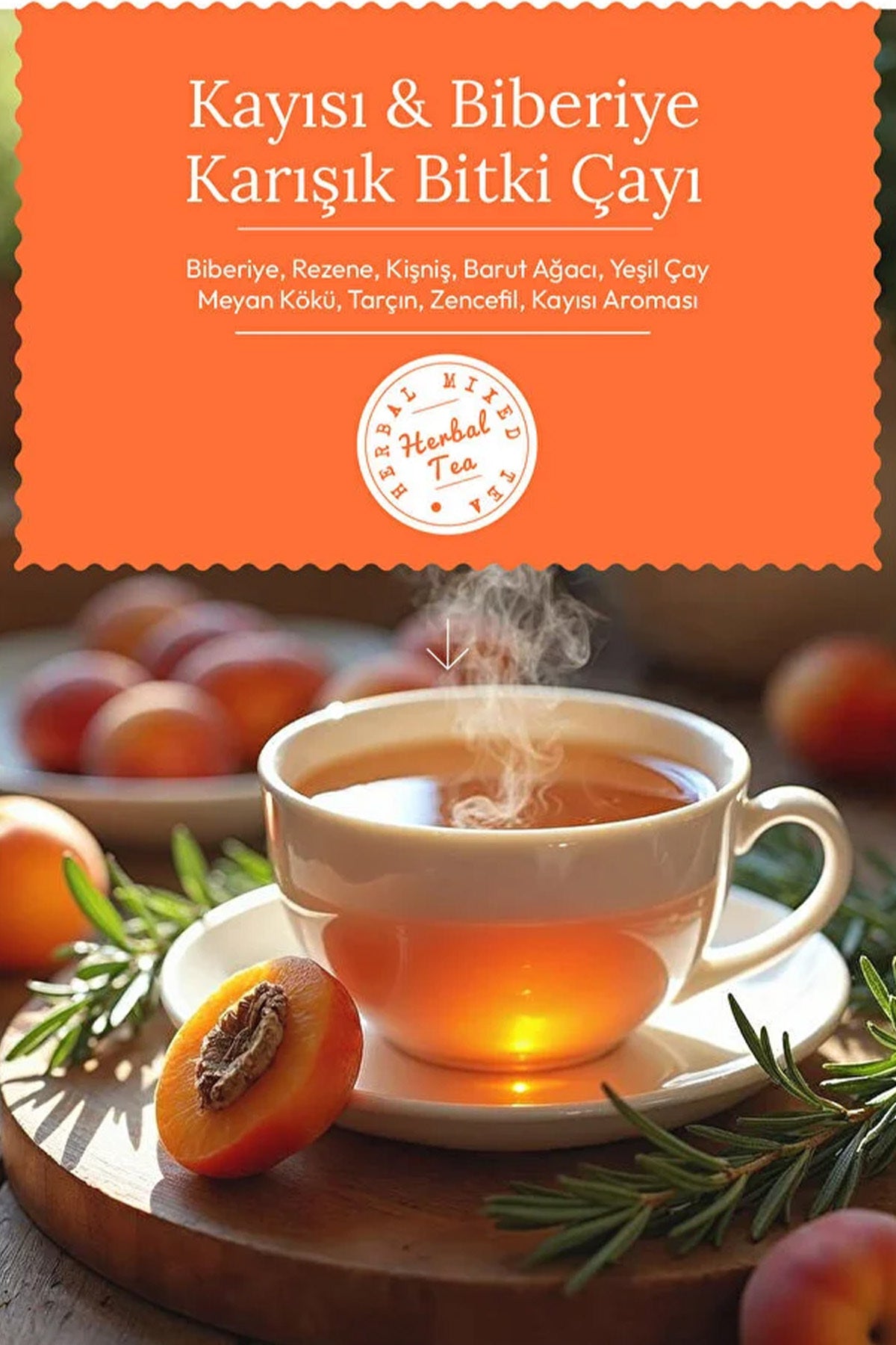Kayısı & Biberiye Karışık Bitki Çayı (APRİCOT & ROSEMARY TEA) 1,5grx45 Saşet