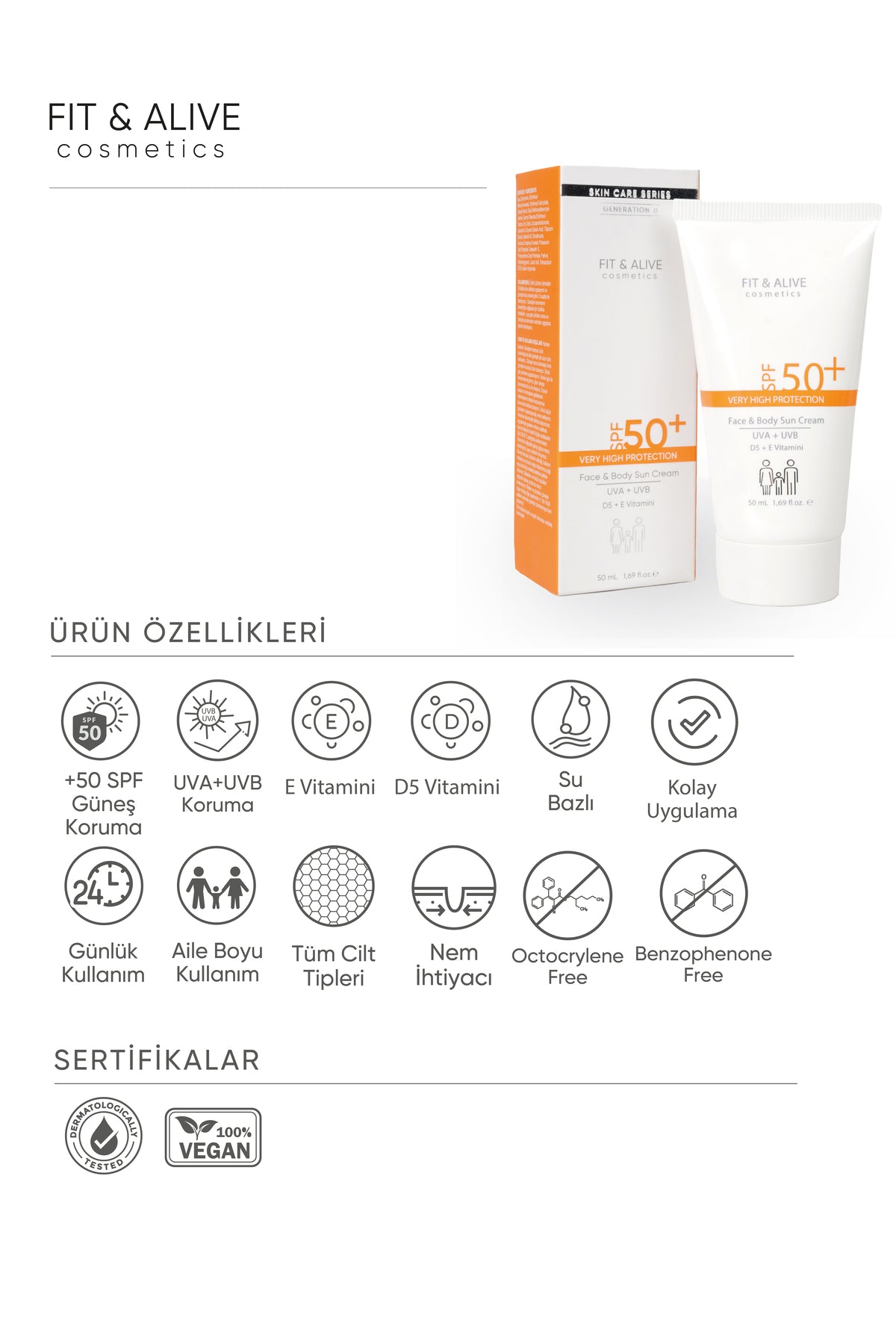 Fitalive 50 Spf Güneş Kremi - 50 ml