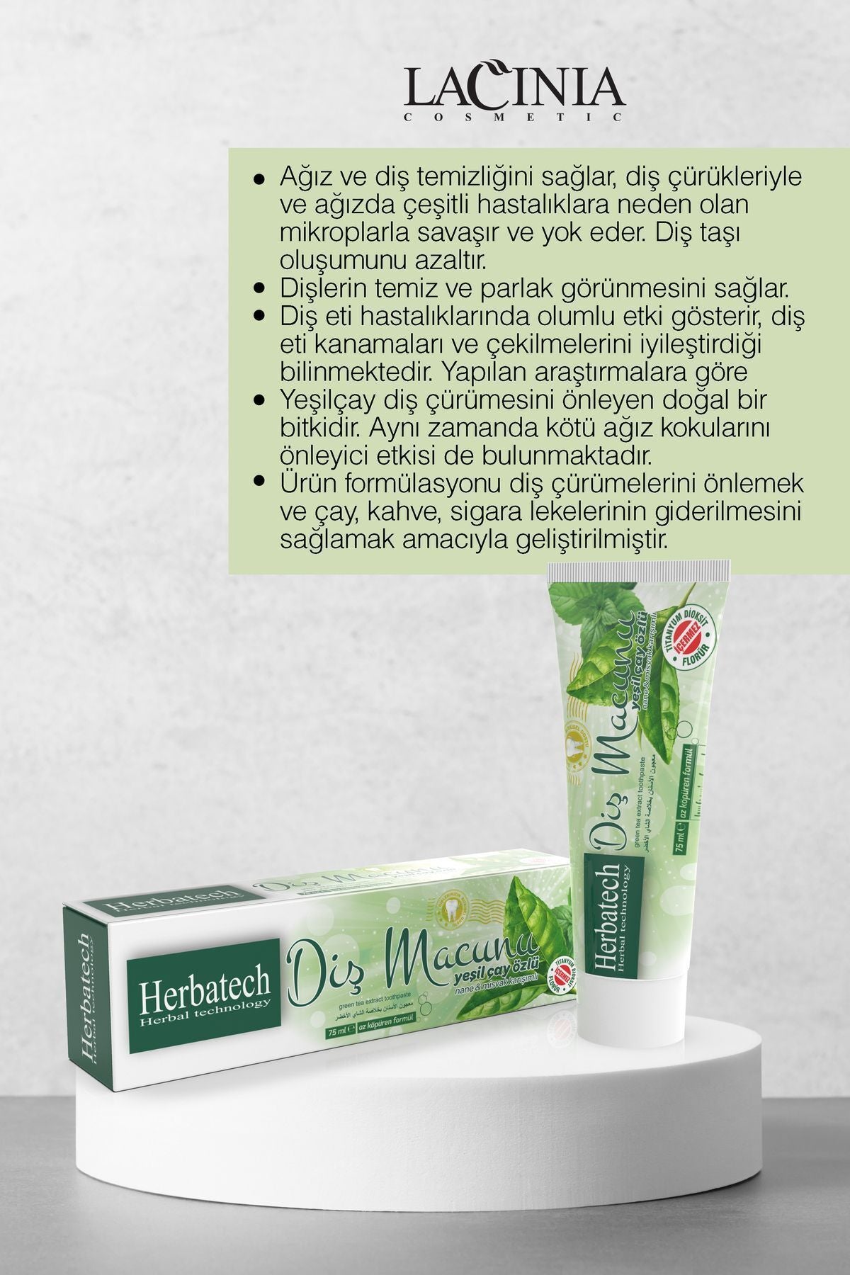 Yeşil Çay Özlü Diş Macunu - Nefes Ferahlatıcı Ve Diş Eti Bakımı 75 ml