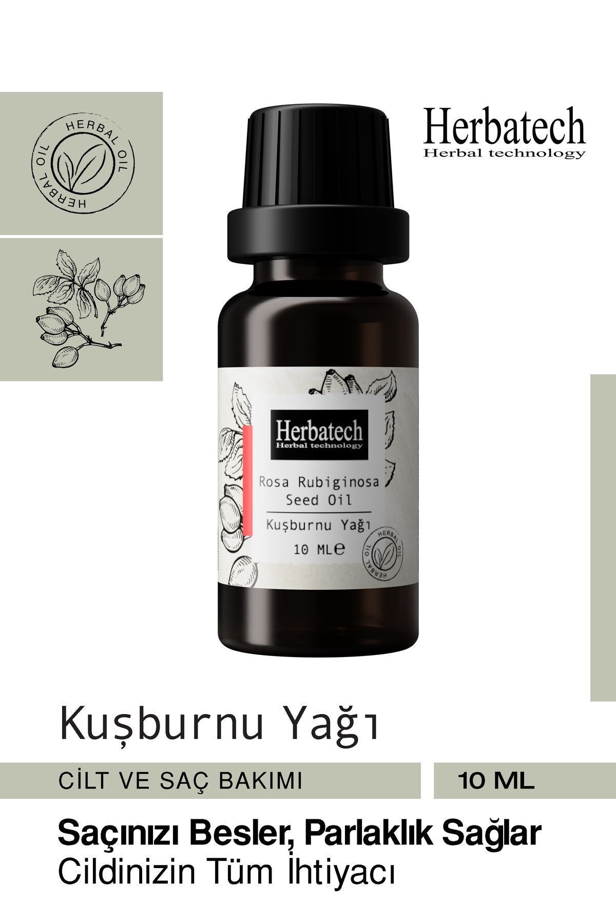 Doğal Kuşburnu Yağı - Leke Karşıtı Ve Yaşlanma Karşıtı Cilt Bakım Yağı 10 ml