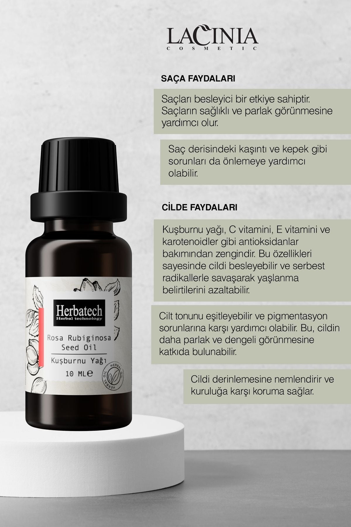 Doğal Kuşburnu Yağı - Leke Karşıtı Ve Yaşlanma Karşıtı Cilt Bakım Yağı 10 ml