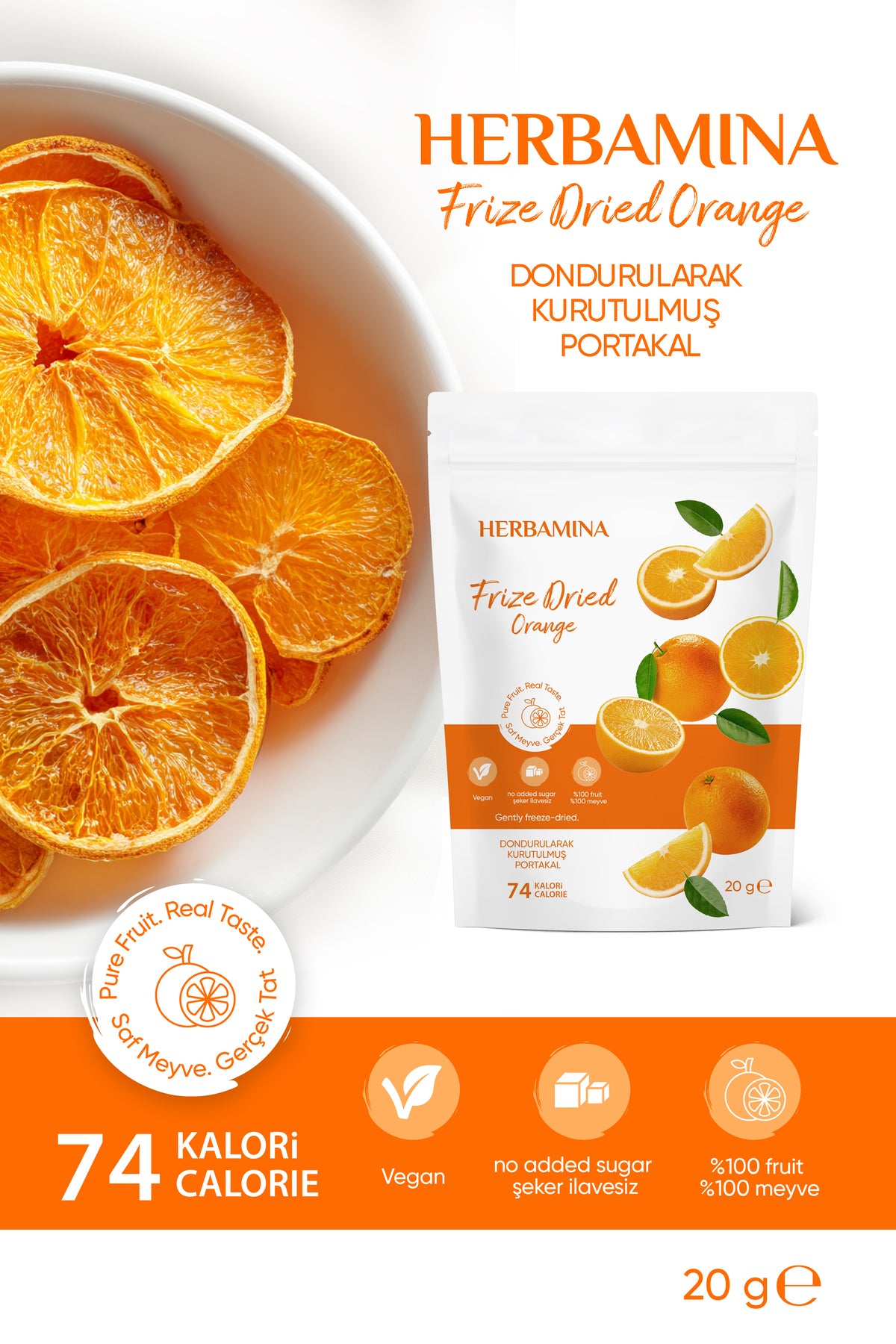 Dondurularak Kurutulmuş Portakal - 20 gr