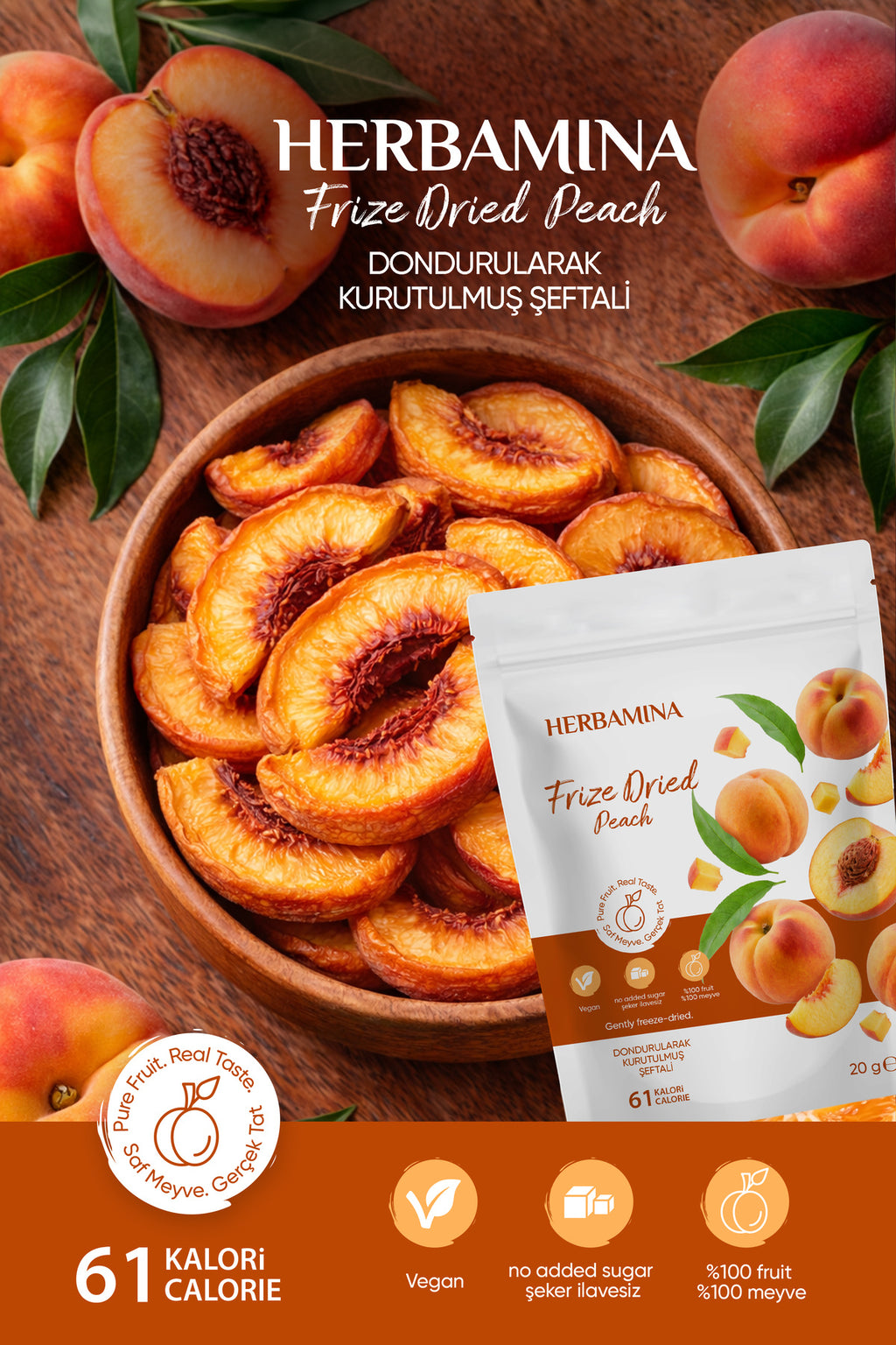 Dondurularak Kurutulmuş Şeftali - 20 gr