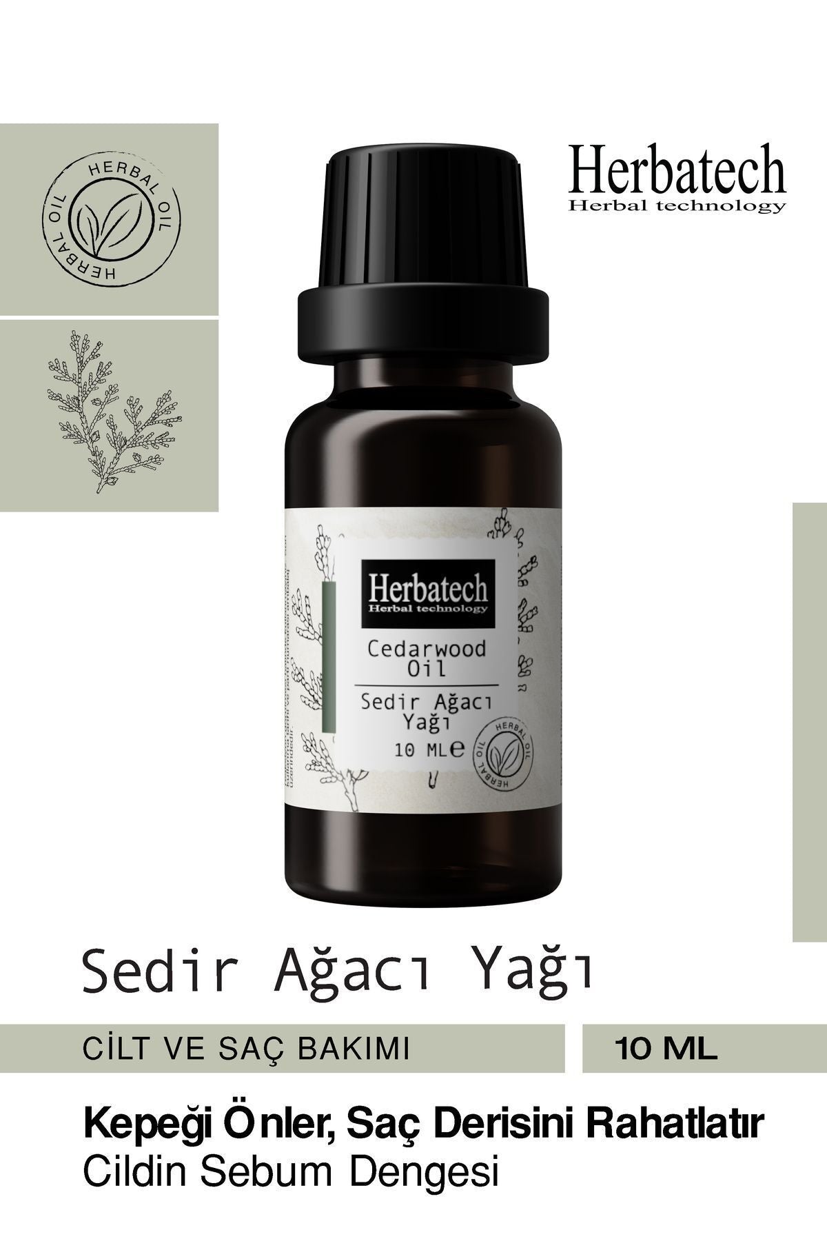 Doğal Sedir Ağacı Yağı 10 ml - Saç Derisi Bakımı, Cilt Dengeleyici Ve Aromaterapik Yağ