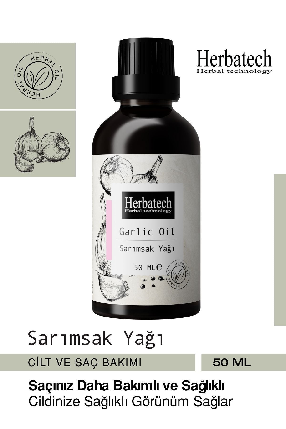 Doğal Sarımsak Yağı - Dökülme Karşıtı Yoğun Saç Ve Kaş Bakım Yağı 50 ml