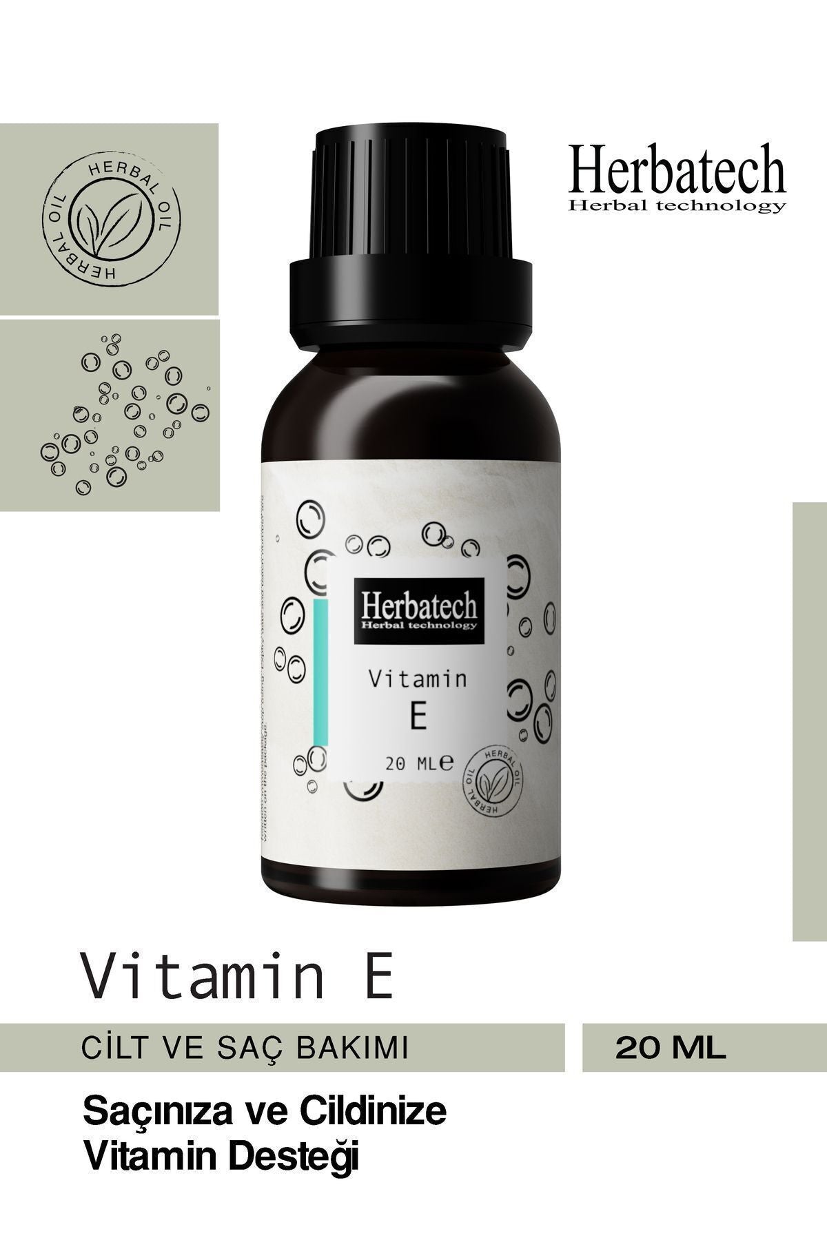 Saf E Vitamini Serumu 20 ml - Saç, Cilt, Kirpik Ve Tırnak Bakım Yağı - Besleyici Ve Onarıcı