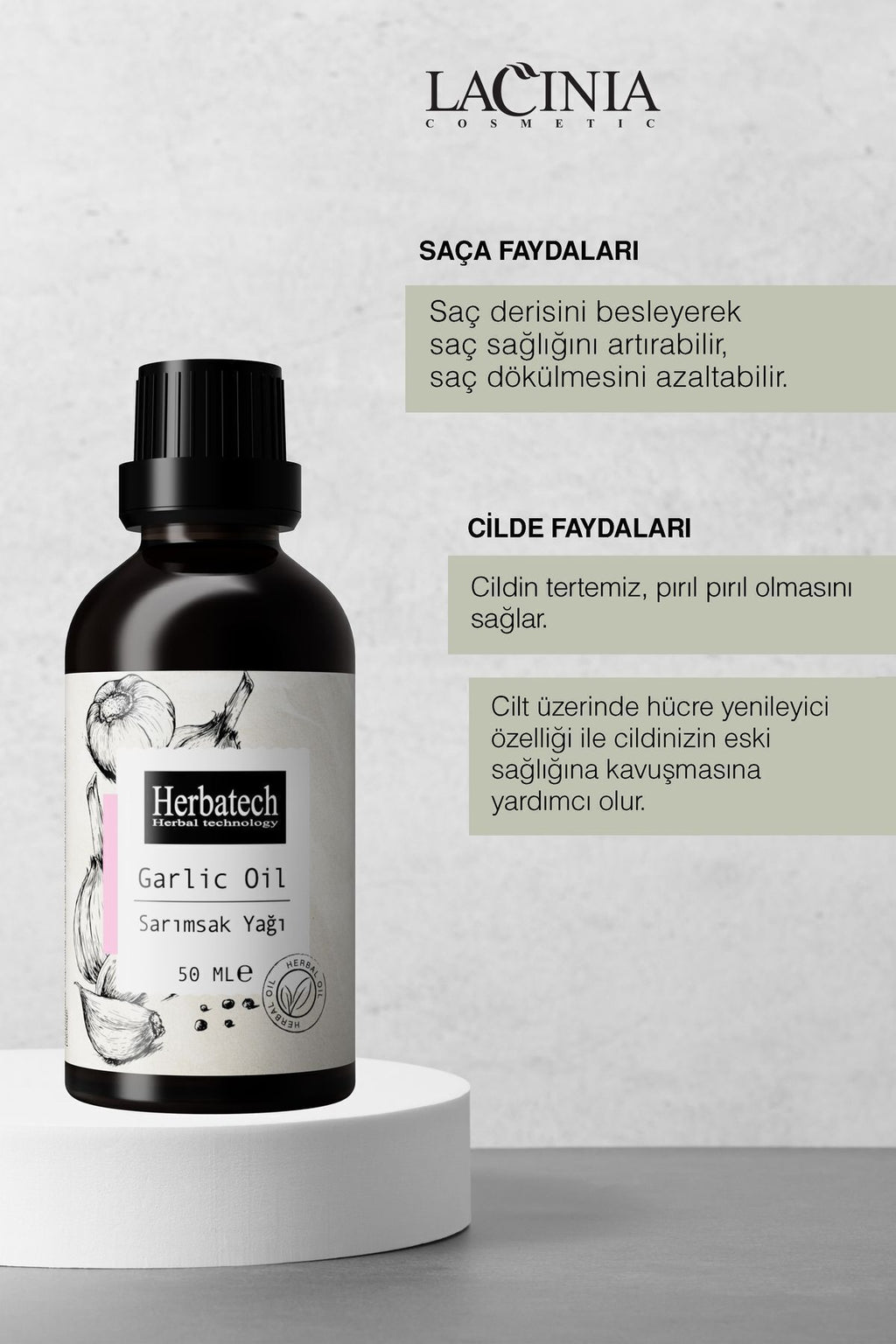 Doğal Sarımsak Yağı - Dökülme Karşıtı Yoğun Saç Ve Kaş Bakım Yağı 50 ml
