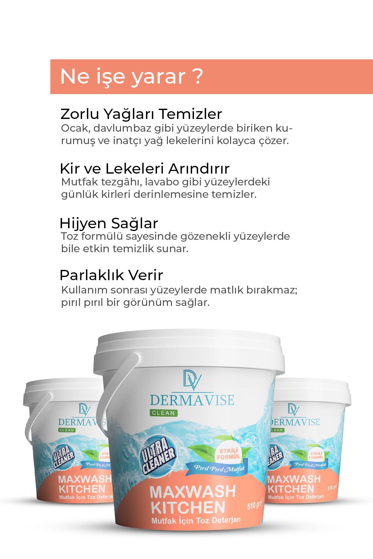 Maxwash Kitchen Mutfak İçin Toz Deterjan 510 gr