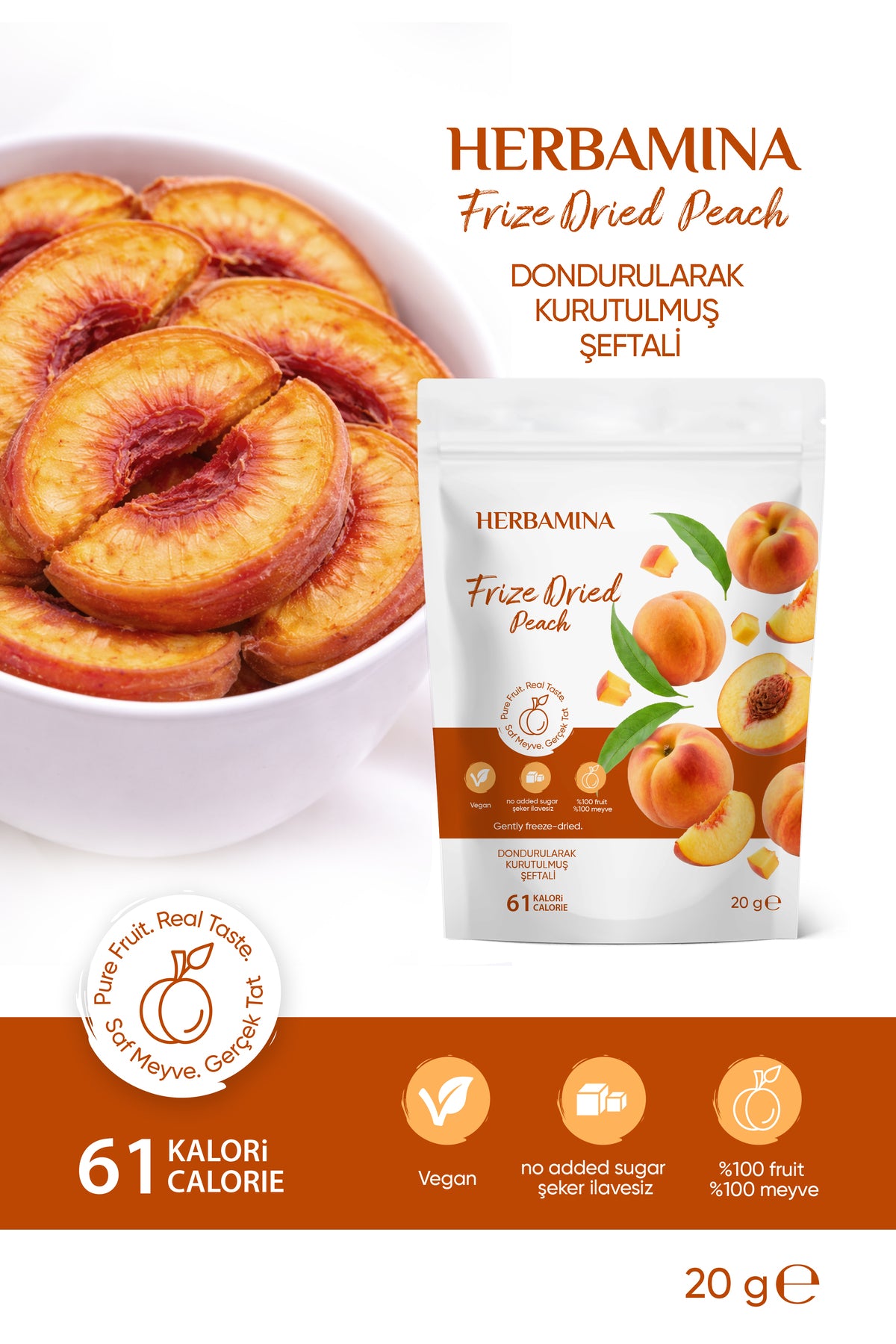 Dondurularak Kurutulmuş Şeftali - 20 gr