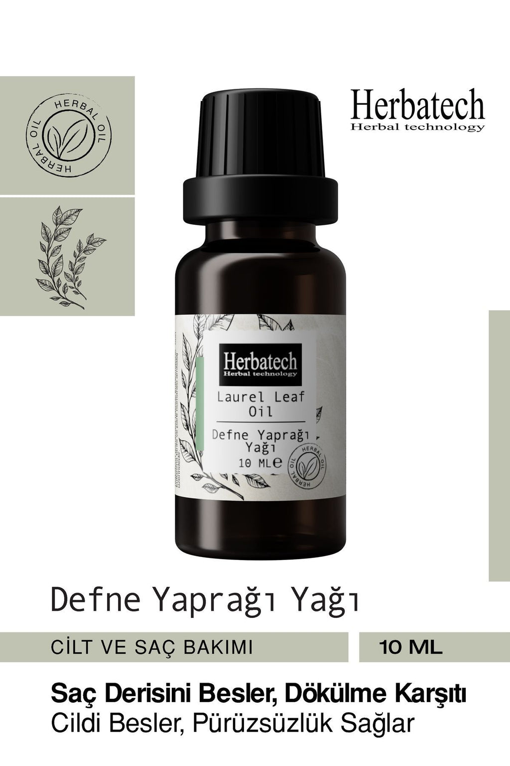 Doğal Defne Yaprağı Yağı 10 ml - Kas Ve Eklem Rahatlatıcı, Saç Derisi Güçlendirici