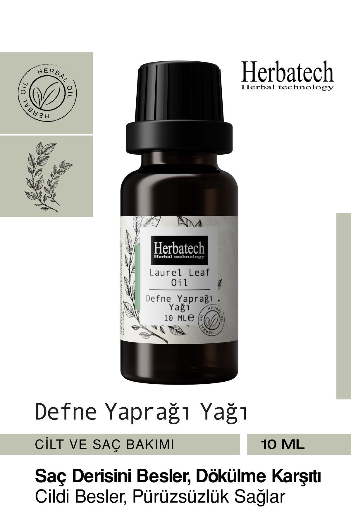 Doğal Defne Yaprağı Yağı 10 ml - Kas Ve Eklem Rahatlatıcı, Saç Derisi Güçlendirici