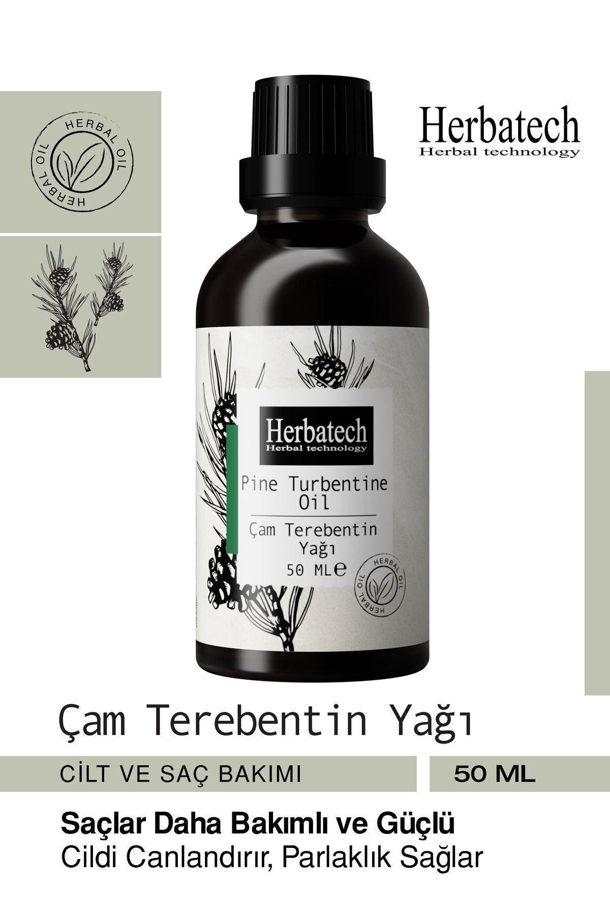 Doğal Çam Terebentin Yağı - Dökülme Karşıtı Ve Hızlı Saç Uzatıcı Bakım Yağı 50 ml