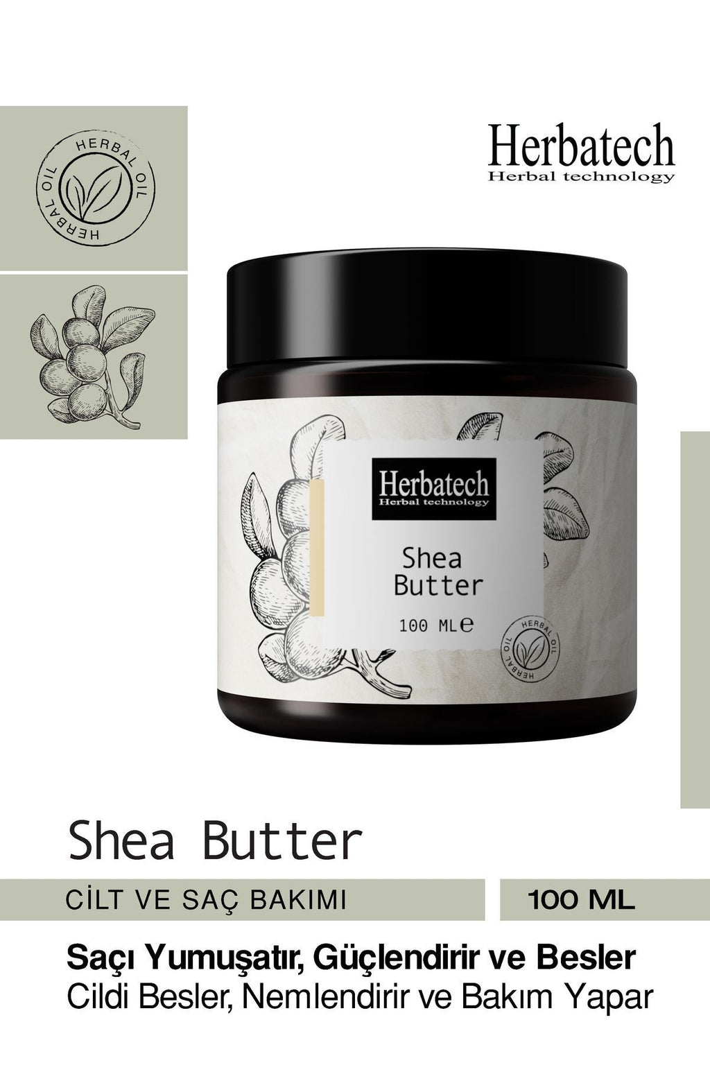 Doğal Shea Butter Yağı - Yoğun Nemlendirici Cilt Ve Saç Bakım Yağı 100 ml