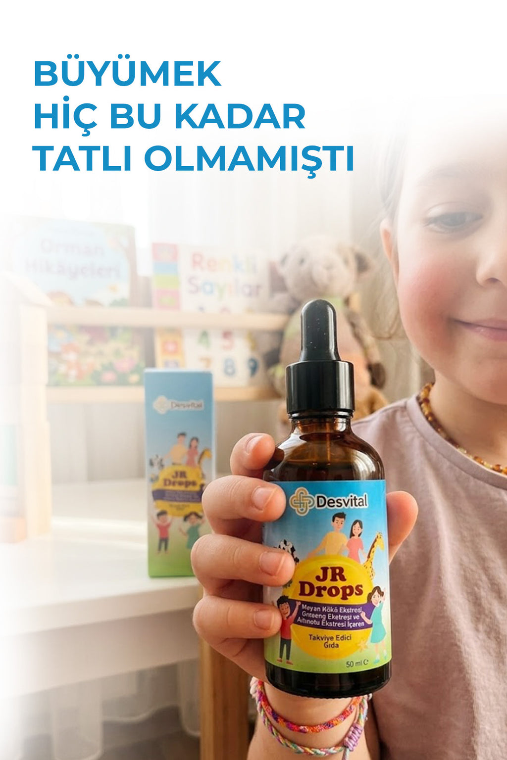 JR Drops Takviye Edici Damla 50 ml - Ginkgo Biloba, Gotu Kola, Sibirya Ginsengi İçeren Çocuk Bitkisel Takviye Edici Gıda