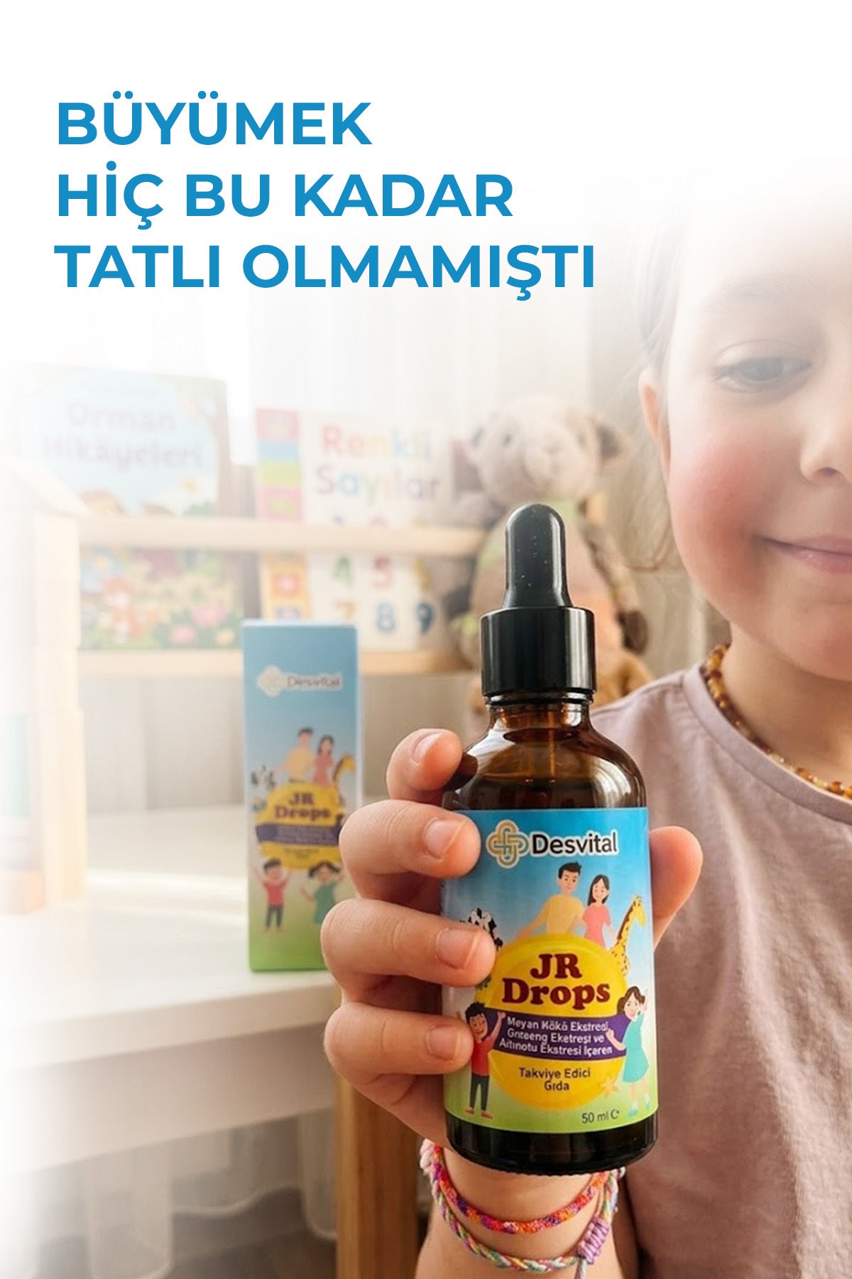 JR Drops Takviye Edici Damla 50 ml - Ginkgo Biloba, Gotu Kola, Sibirya Ginsengi İçeren Çocuk Bitkisel Takviye Edici Gıda