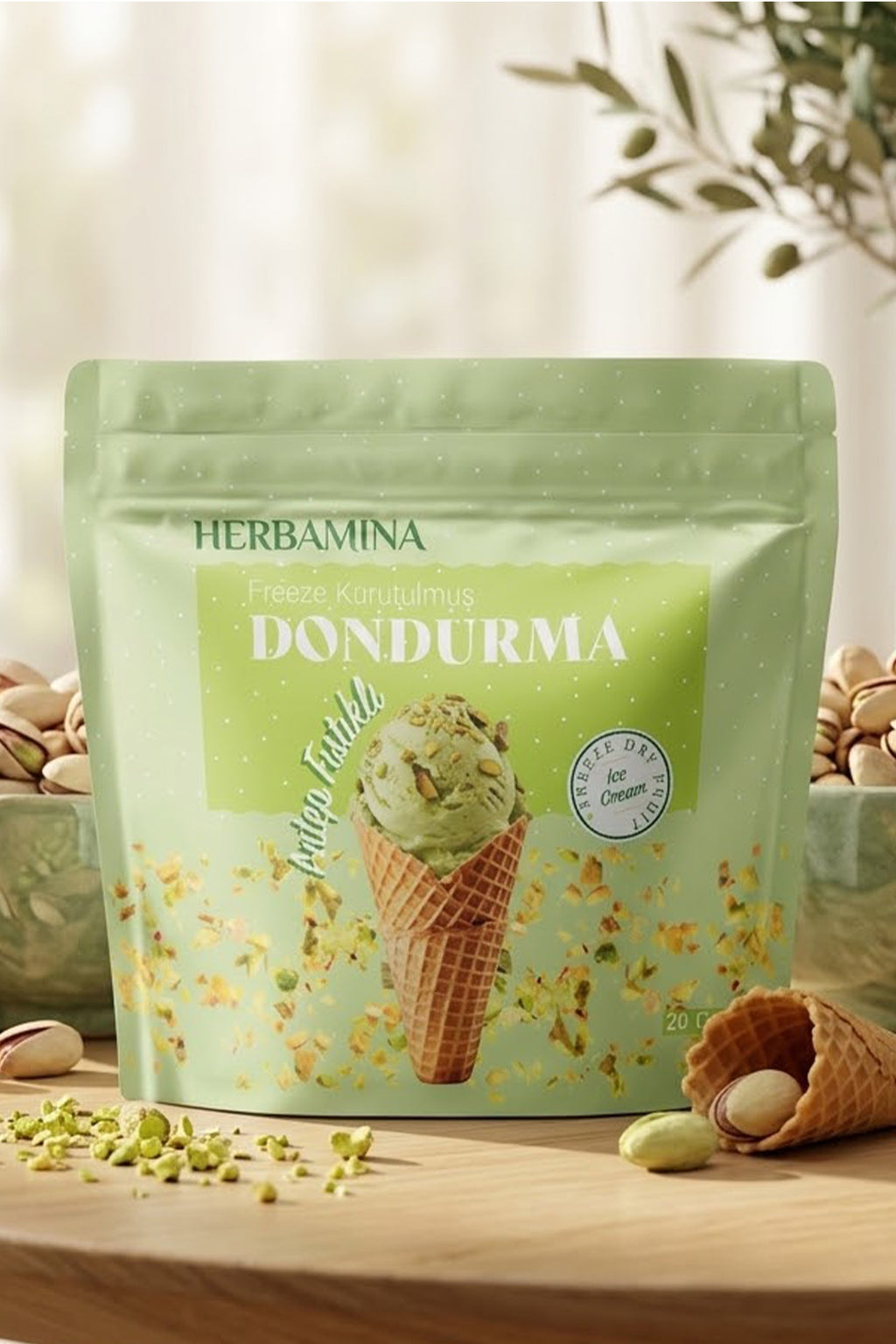 Dondurularak Kurutulmuş Antep Fıstıklı Dondurma - 20 gr