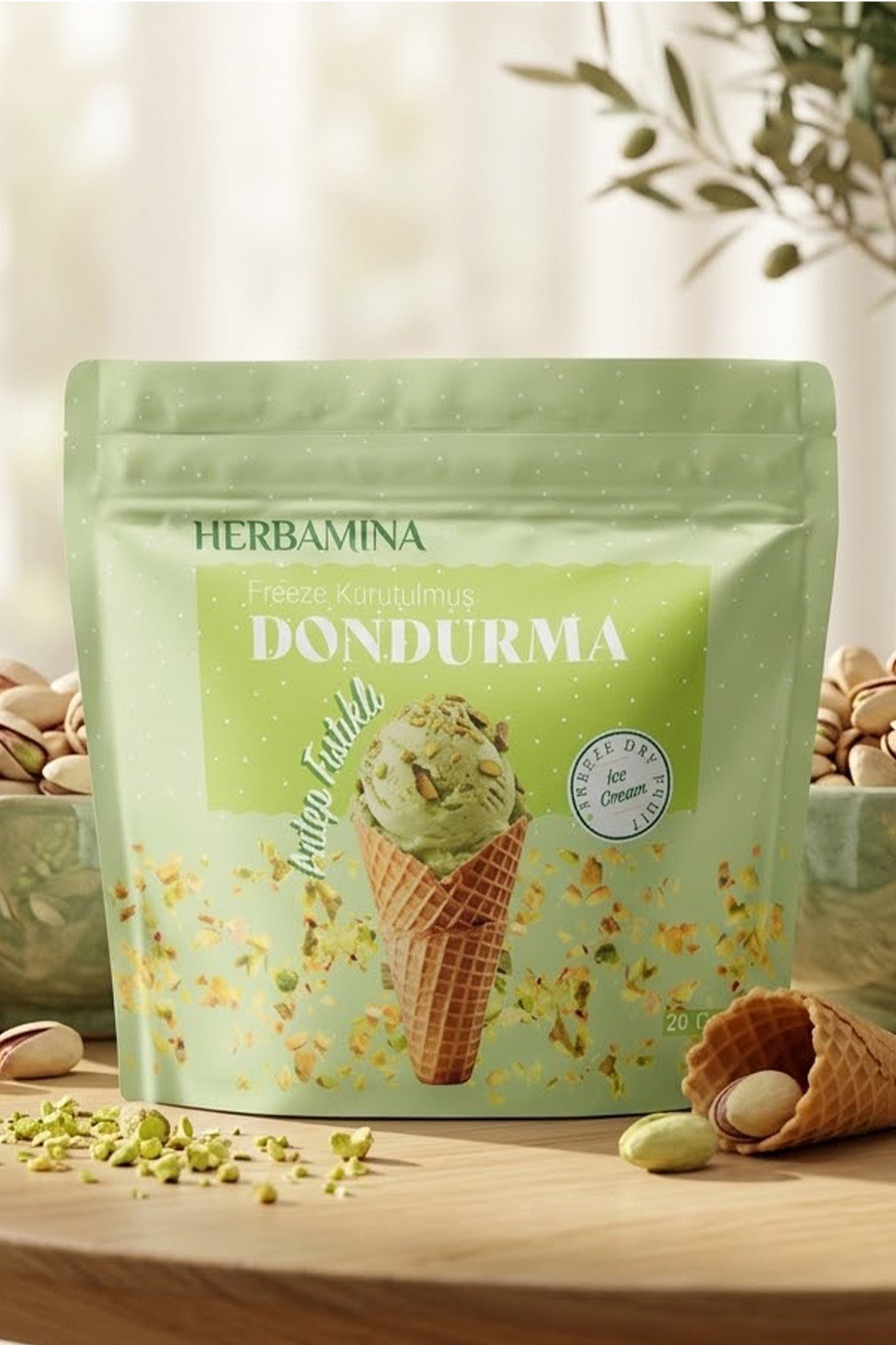 Dondurularak Kurutulmuş Antep Fıstıklı Dondurma - 20 gr