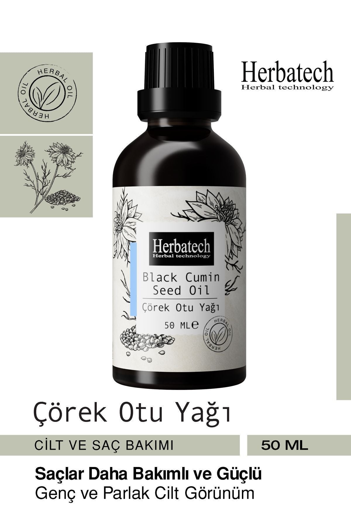 Doğal Çörek Otu Yağı - Dökülme Karşıtı Saç Ve Onarıcı Cilt Bakım Yağı 50 ml