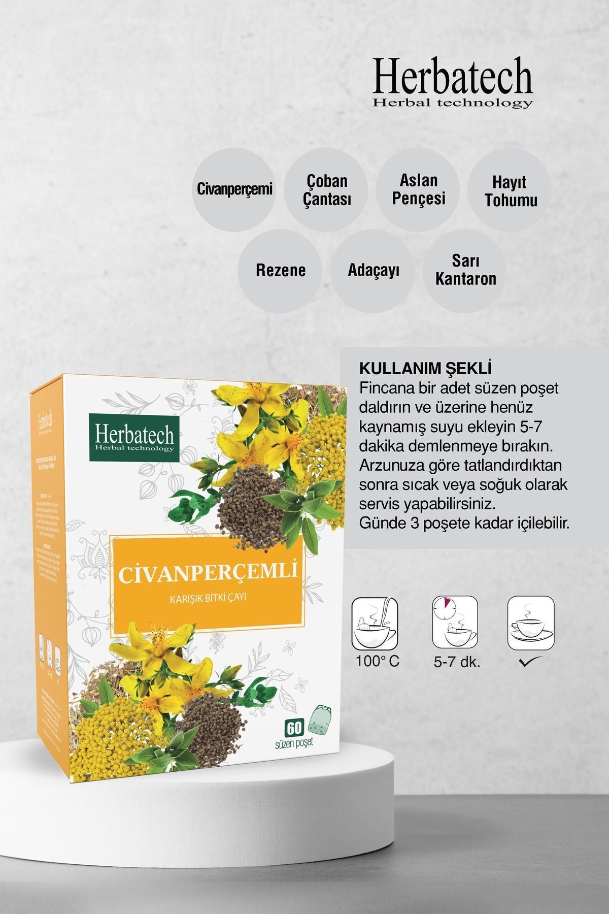 Civanperçemli Çay - Doğal Bitki Çayı Süzen Poşet