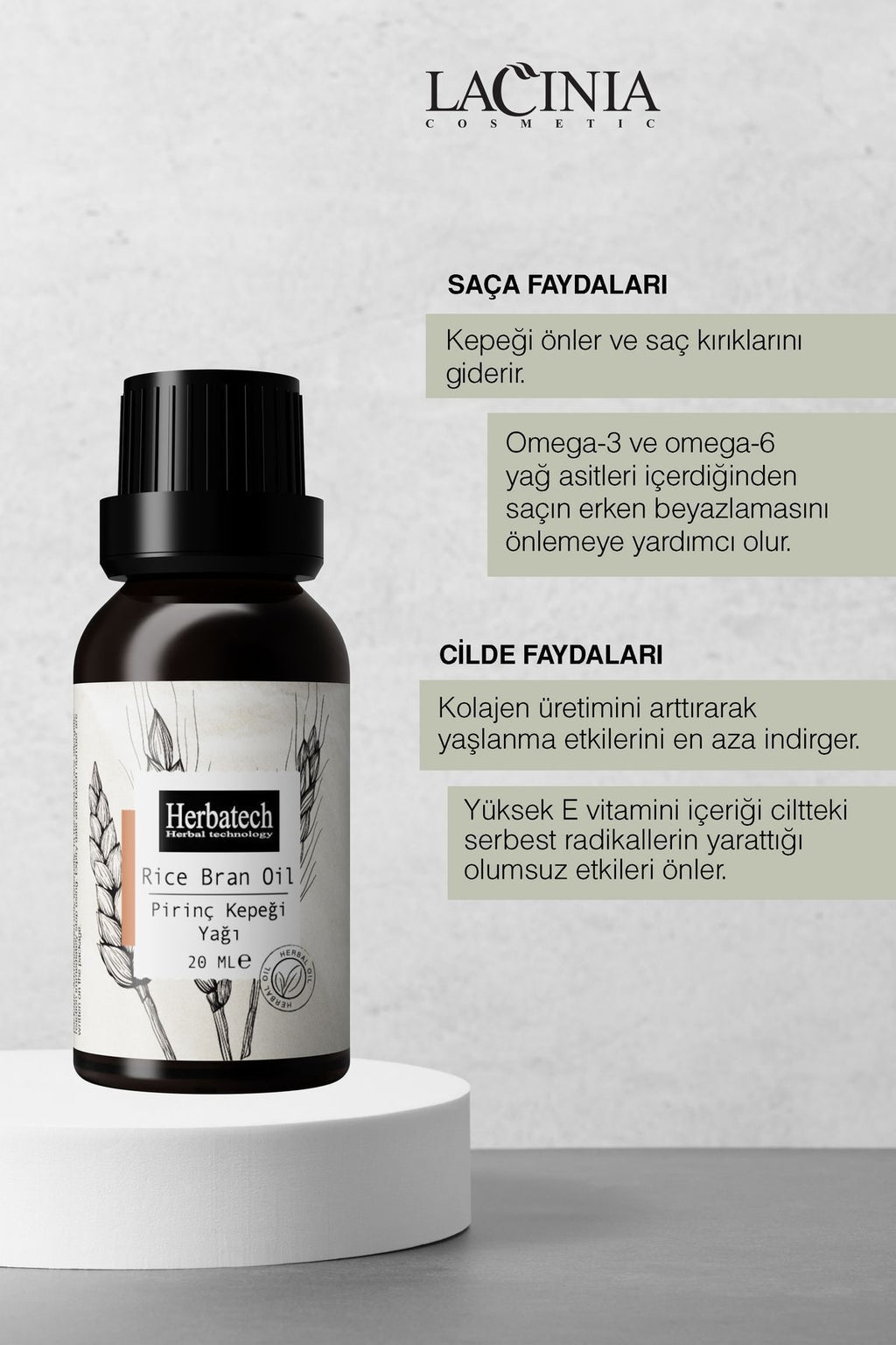 Doğal Pirinç Kepeği Yağı - Leke Karşıtı Ve Cilt Aydınlatıcı Bakım Yağı 20 ml