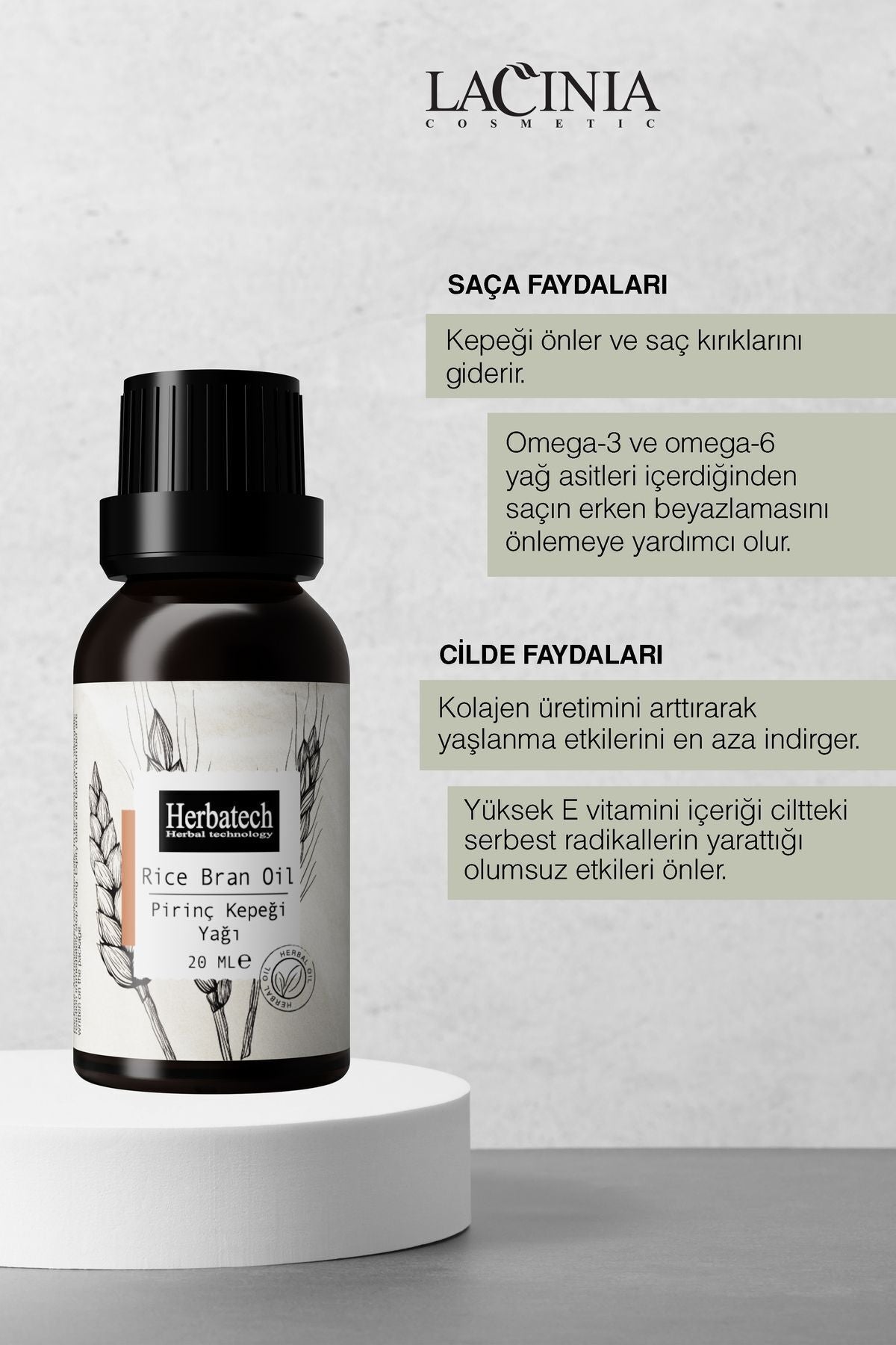 Doğal Pirinç Kepeği Yağı - Leke Karşıtı Ve Cilt Aydınlatıcı Bakım Yağı 20 ml