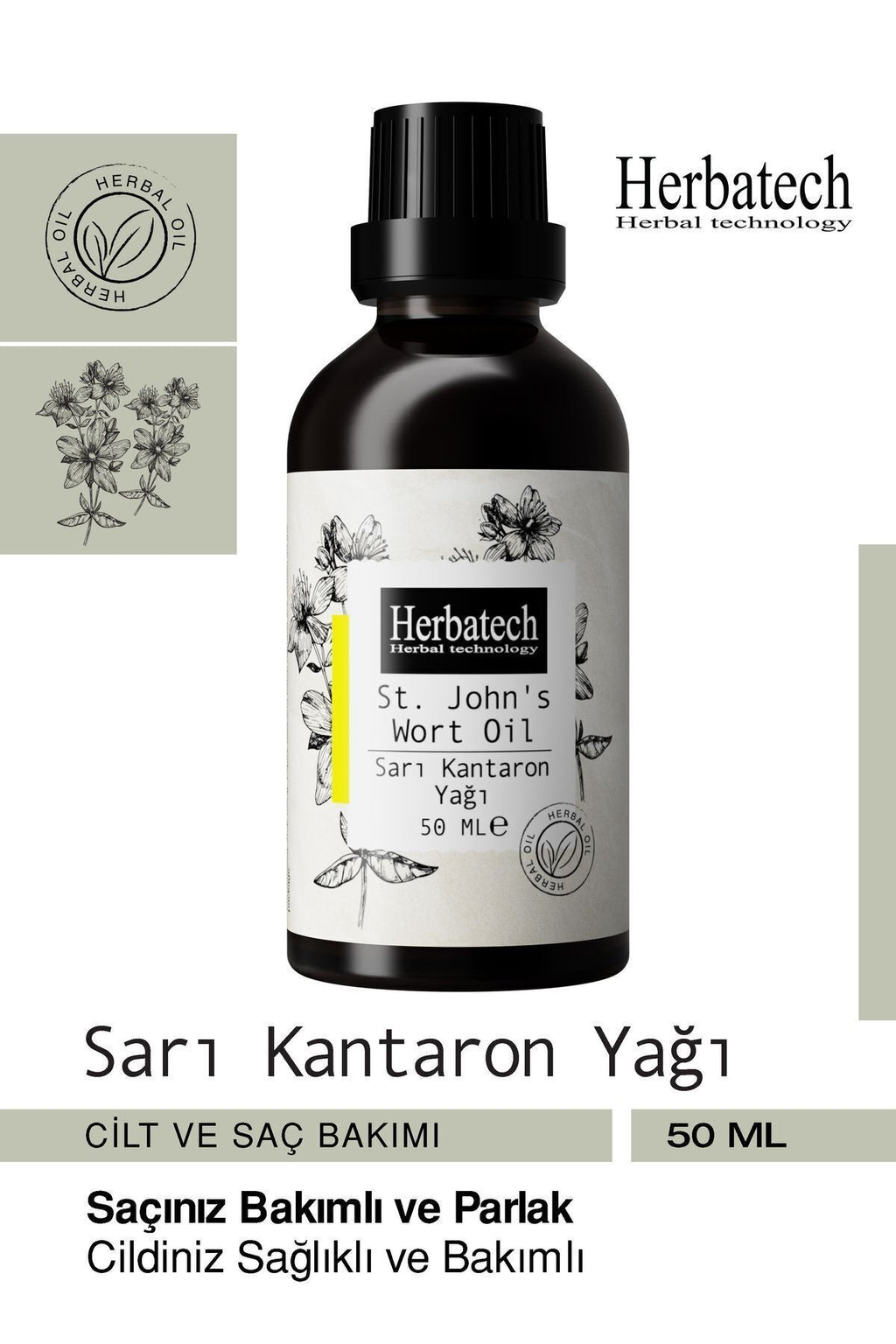 Doğal Sarı Kantaron Yağı - Cilt Ve Saç Derisi Bakım Yağı 50 ml