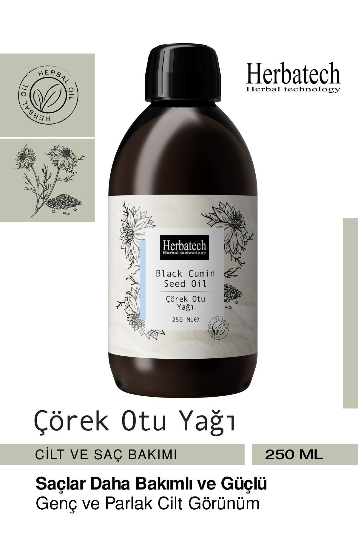 Doğal Çörek Otu Yağı - Dökülme Karşıtı Saç Ve Cilt Bakım Yağı 250 ml