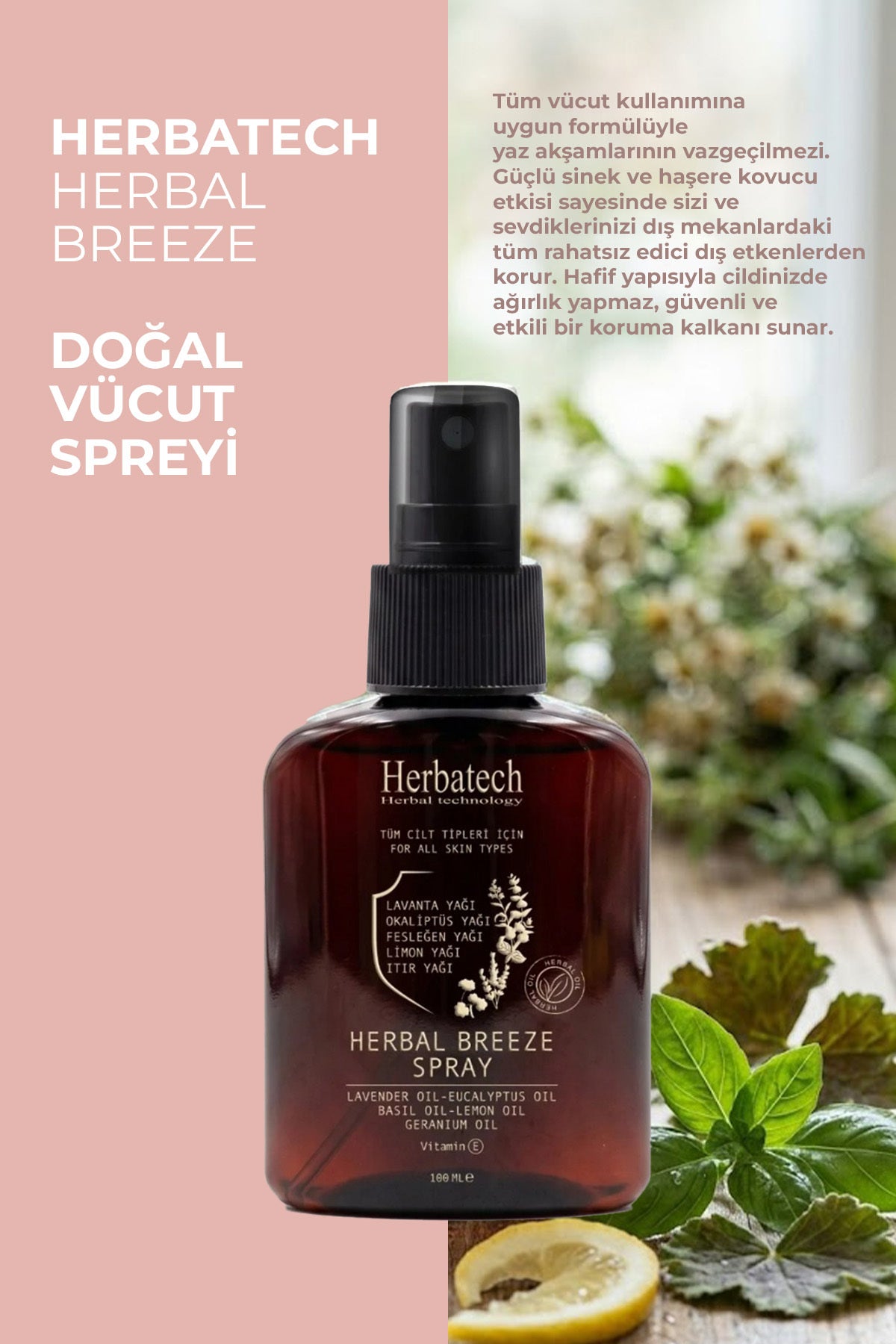 Herbal Breeze Doğal Vücut Spreyi 100 ml - E Vitaminli Bitkisel Bakım Ve Ferahlatıcı Sprey